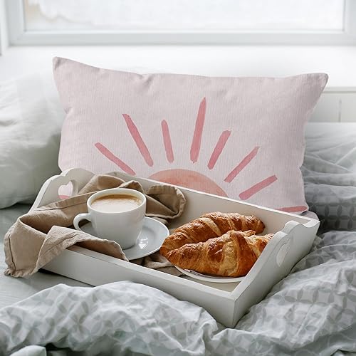 Miniatura 5 de Funda de almohada decorativa abstracta de estilo bohemio para sofá, cama, habitación, decoración bohemia de 12 x 20 pulgadas (rosa)