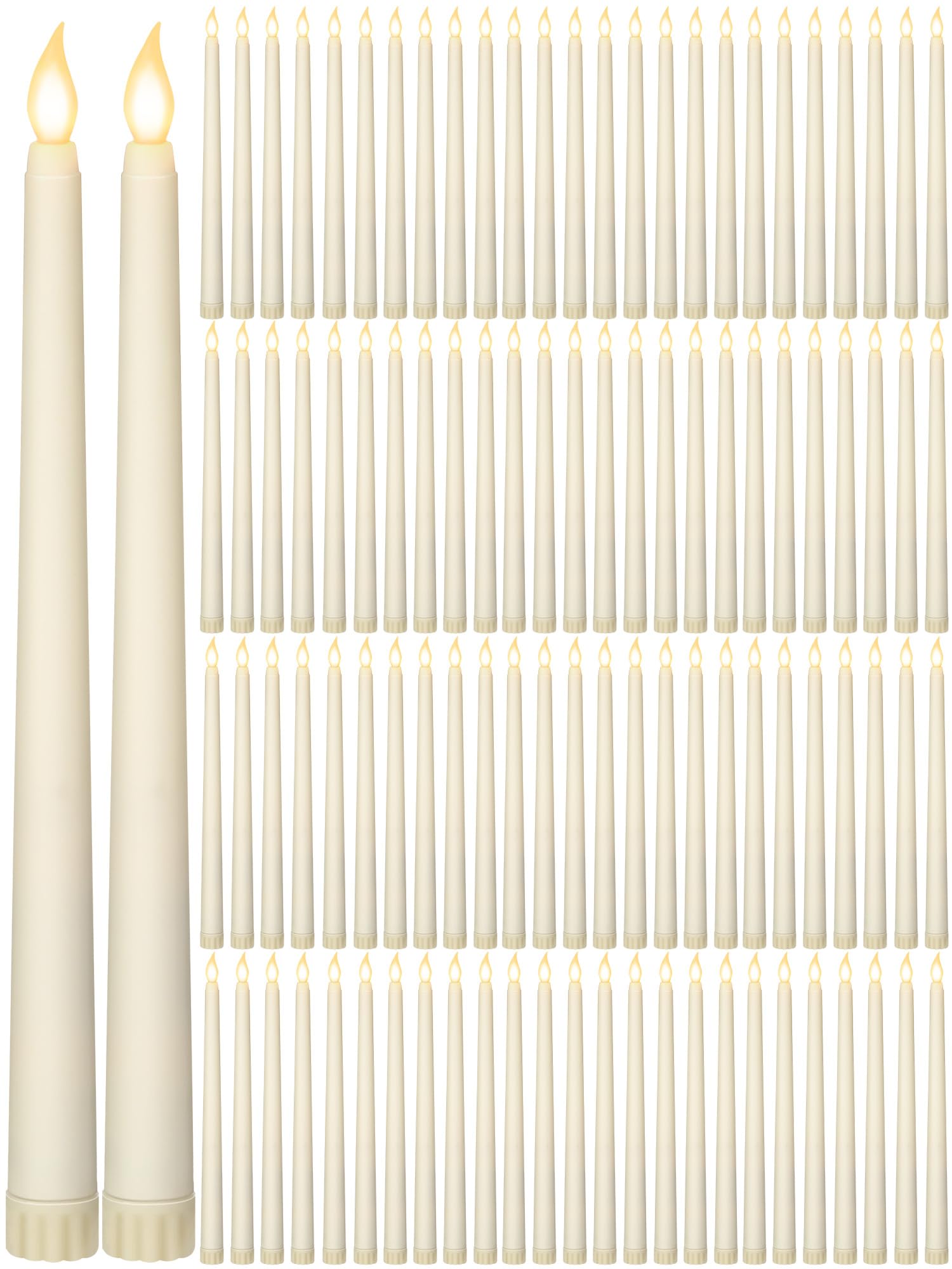 Retisee 80 Pcs 11 Inch Flameless Taper Candles LED Candles Bulk Battery Operated Taper Candle Flickering LED Candlesticks for Halloween Christmas Birthday Wedding Party Decor (Classic Style,Ivory)