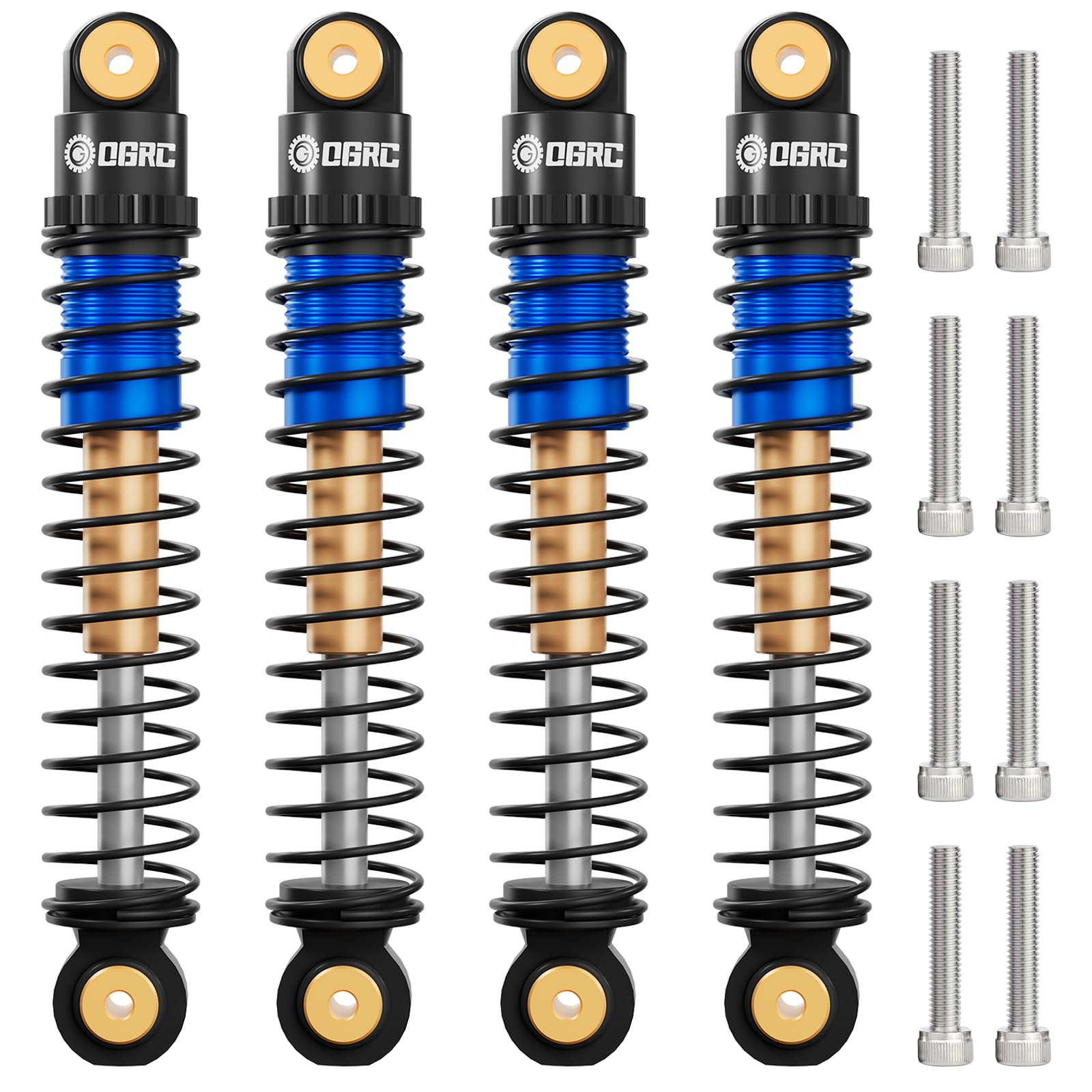 OGRC 51mm Shock Absorber Long Travel Threaded Double Barrel Damper for Axial SCX24 1/24 Upgrade Parts (Blue)