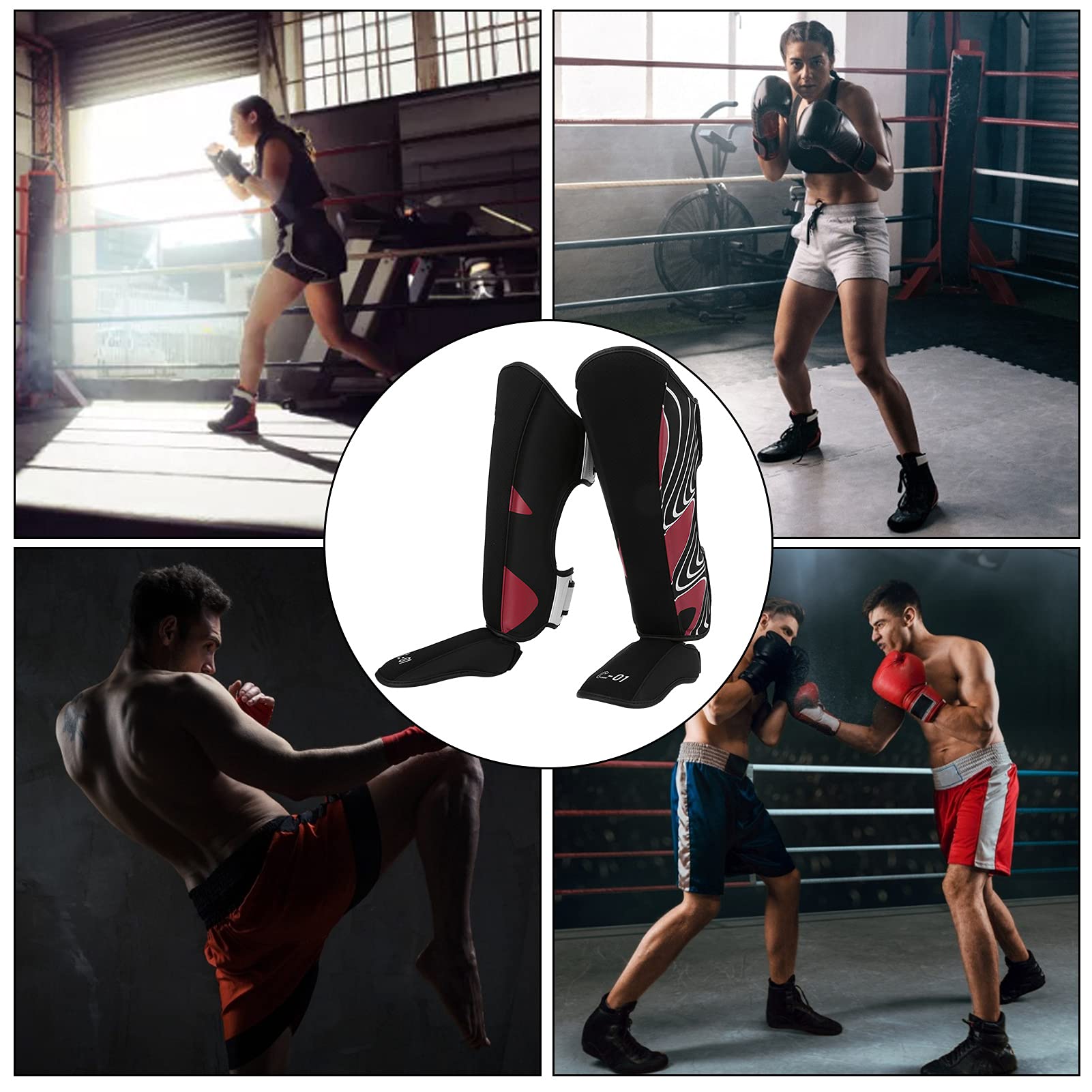 KIMISS Parastinchi BN FIGHT per Kickboxing, Muay Thai e Sanda - Equipaggiamento di Protezione Professionale per Adulti - Design Alla Caviglia Ispessito e Morbido Migliora i Tuoi Allenamenti e Sport