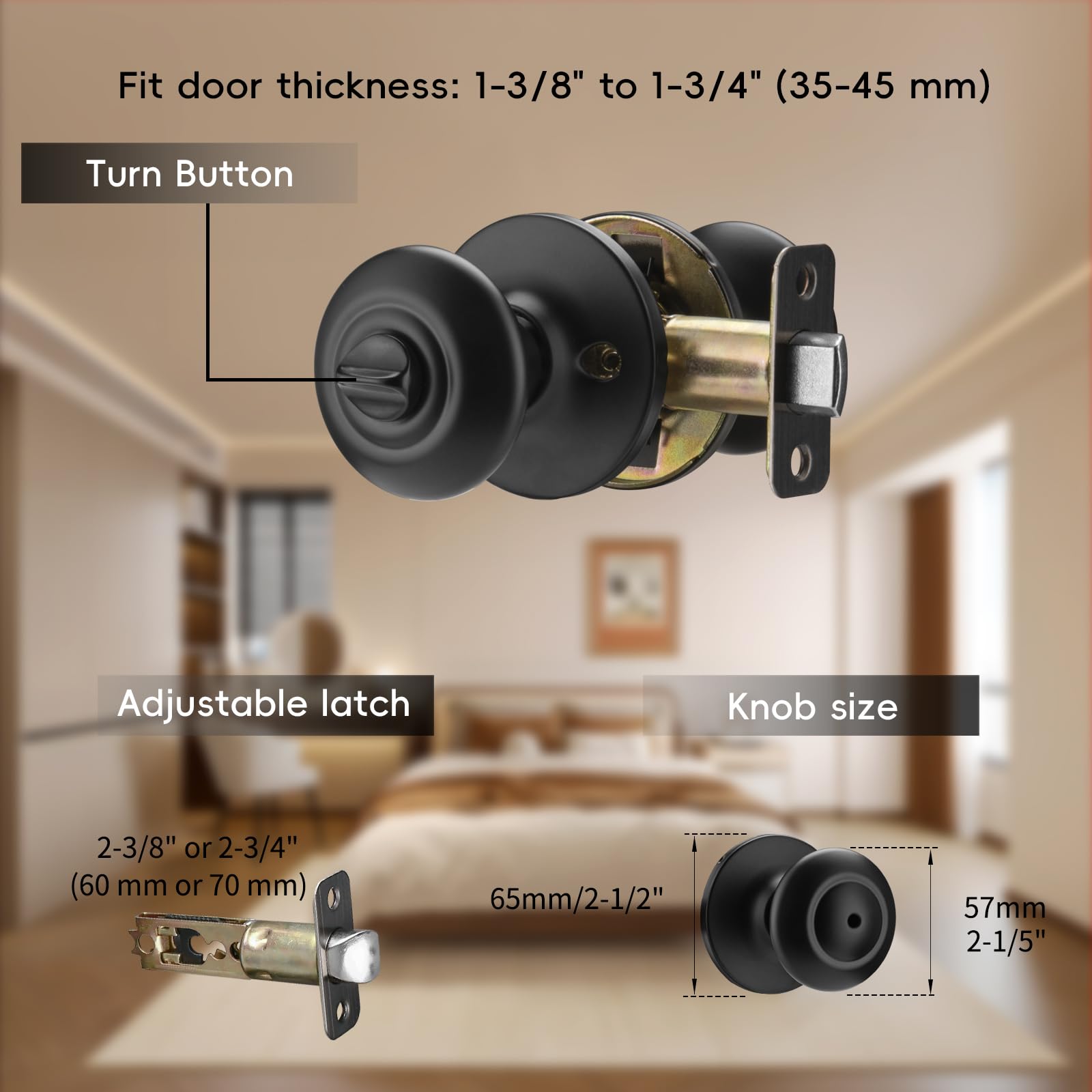 Vintage Black Door Knob with Lock - Buy Now -3