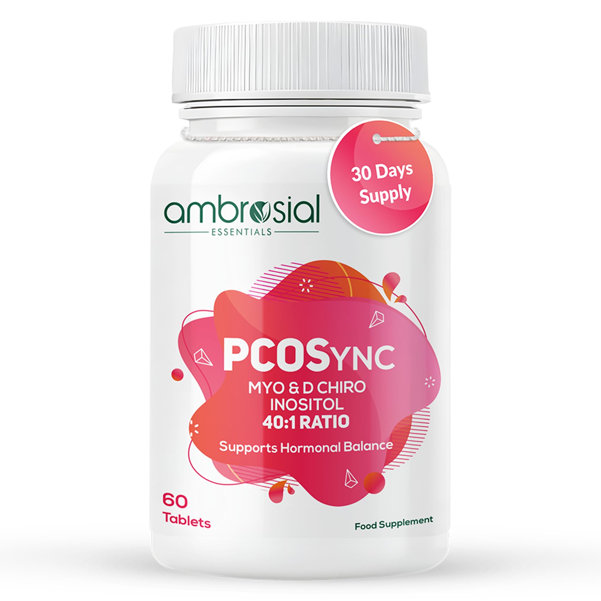 Ambrosial PCOSync Supplements for Women – 40:1 Myo-Inositol to D-Chiro Inositol – With Zinc, Folate, Vitamin B6, B12 & D2 – 60 Vegan Tablets– Inositol Supplement for PCOS-image-26