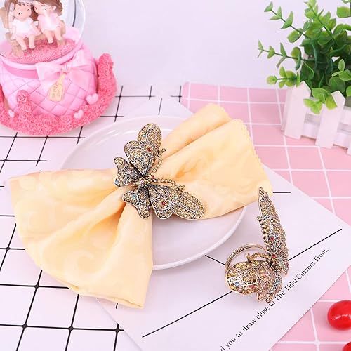 Miniatura 5 de Juego de 6 servilleteros de mariposa de cristal para el hogar, servilleteros de metal para bodas, fiestas, cenas, Navidad, decoración de vacaciones