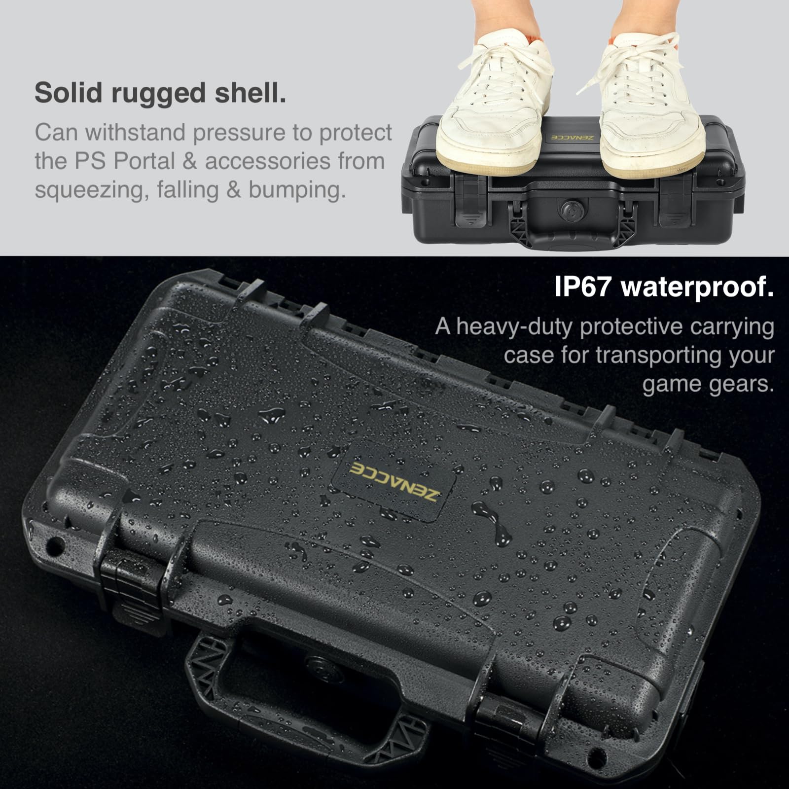 ZENACCE Funda rígida de Transporte para Reproductor Remoto PS Portal, Bolsa de Viaje Impermeable para Consola de Mano PlayStation Portal y Accesorios, Black, Compacto
