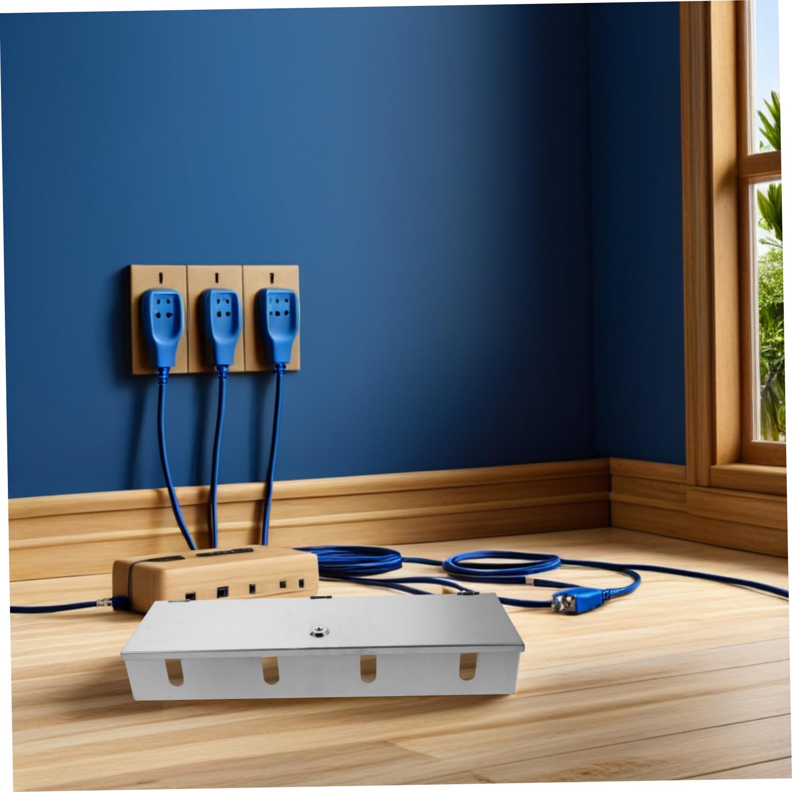 Tofficu Copertura per Prese Elettriche in Acciaio Inossidabile con Design Salvaspazio, Protezione Antimanomissione per Uso Industriale e Commerciale