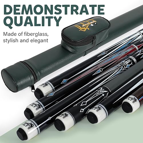 Miniatura 7 de Taco de piscina de arce de 58 pulgadas, 2 piezas, 18 oz-21 onzas, palo de billar ligero y duradero con funda de cuero, perfecto para uso en el