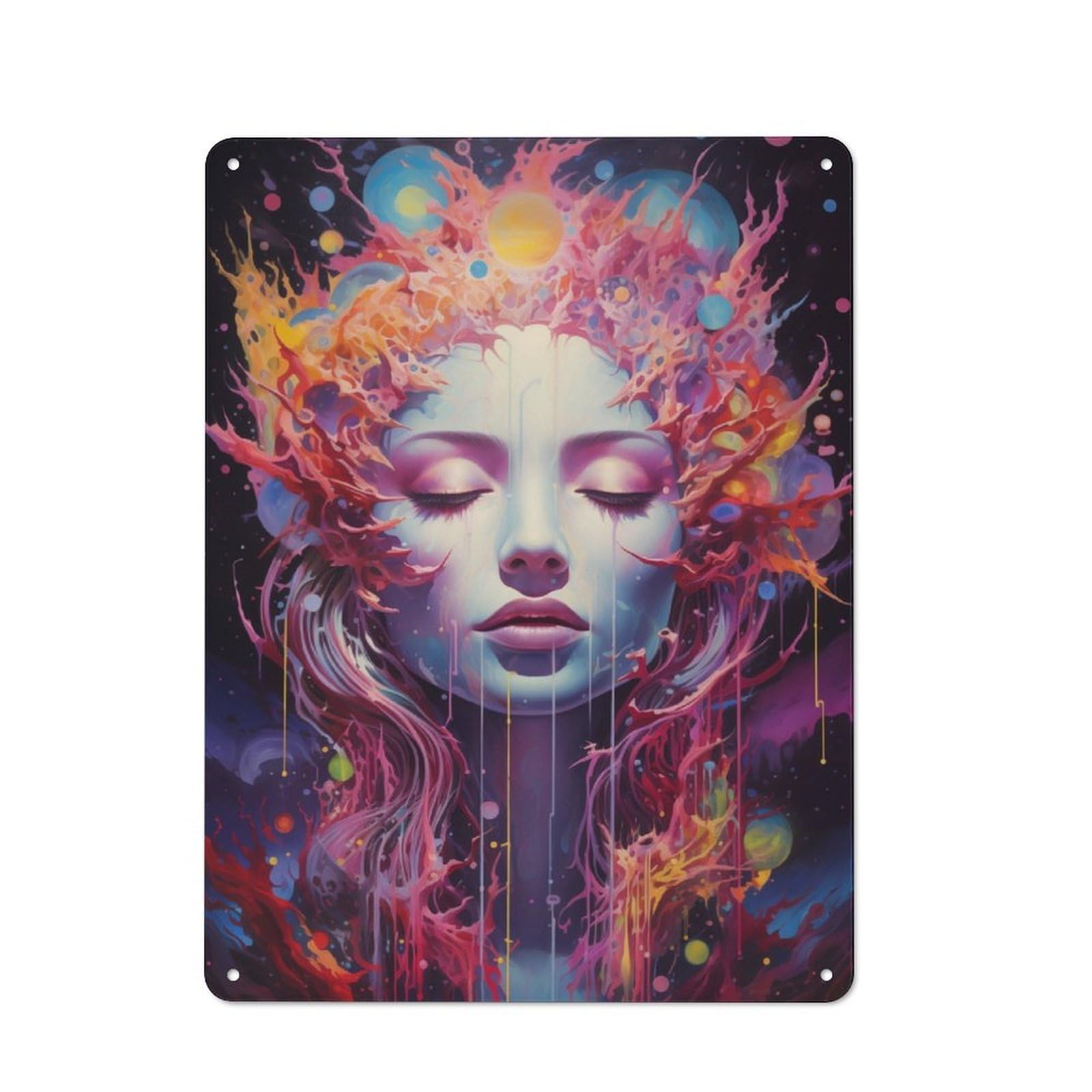 Junmoney Galactic Transcendence Tin Wall Plaque 40X30cm With For Living Room Or Hallway, A Decorative Christmas Gift For Hallway Decor Fans