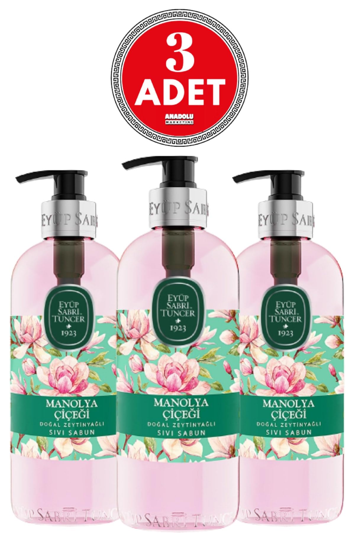 Eyüp Sabri Tuncer Doğal Zeytinyağlı Sıvı Sabun Manolya Çiçeği 500 ml x 3 Adet