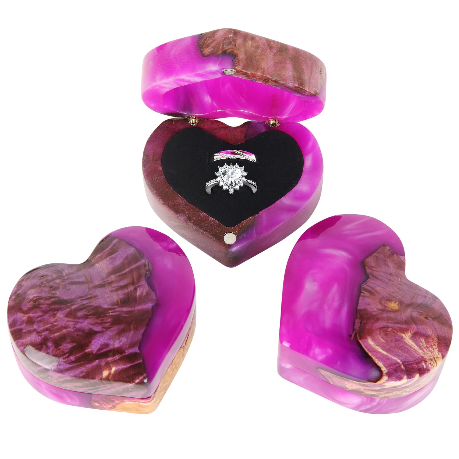 Luxury Ring Box Personalized Wooden Ring Box Engagement ring box Double Slotted Jewelry Box Wedding Proposal Birthday and