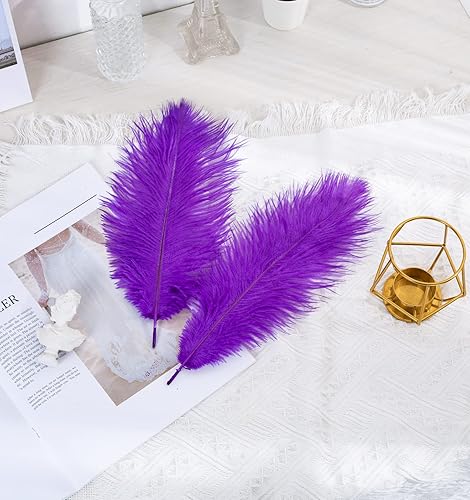 Miniatura 5 de Zamplinka 12 plumas de avestruz naturales de 12-14 pulgadas (11.8-13.8 in) para centros de mesa de boda, arreglos florales y decoración del hogar.