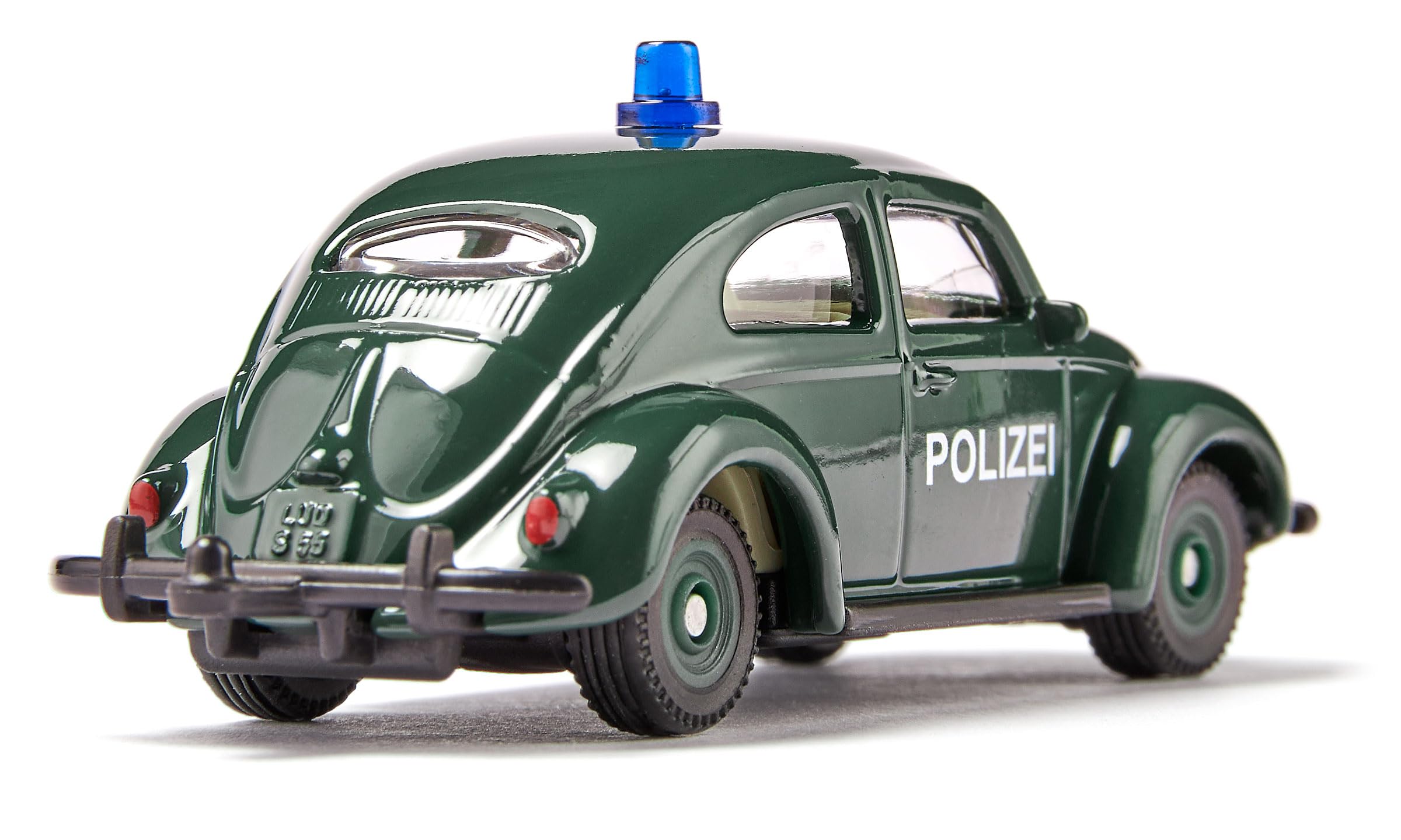 Siku 1560, VW Maggiolino della Polizia, Auto Giocattolo, Metallo/Plastica, Verde Scuro, Auto Giocattolo per Bambini, Pneumatici Gommati, Con Luce sul Tettuccio