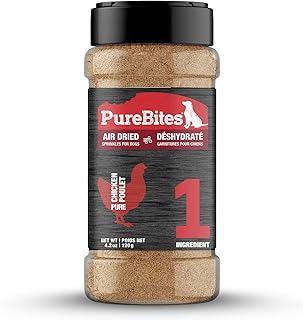 PureBites Air Dried Sprinkles Chicken Dog Treats, 1 Ingredient, Made in Thailand, 4.2oz