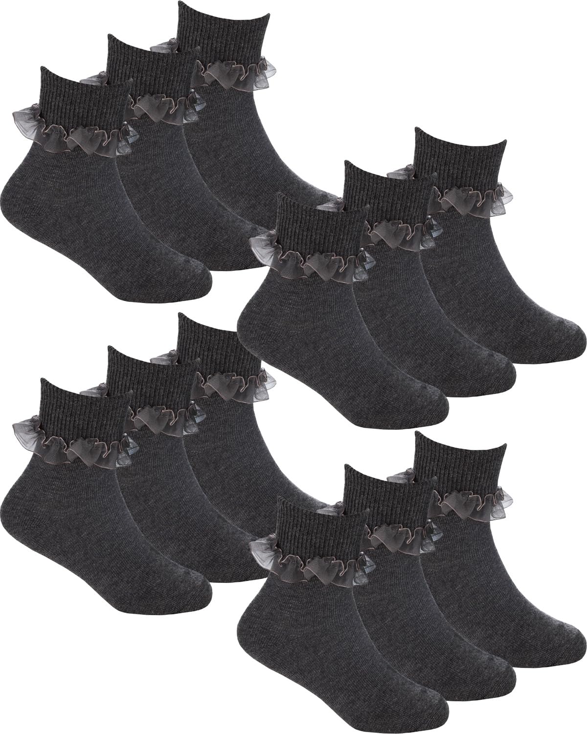 Undercover 12 Pairs - Grey 12 Pairs Kids Lace Socks 43B859 Grey 12.5-3.5