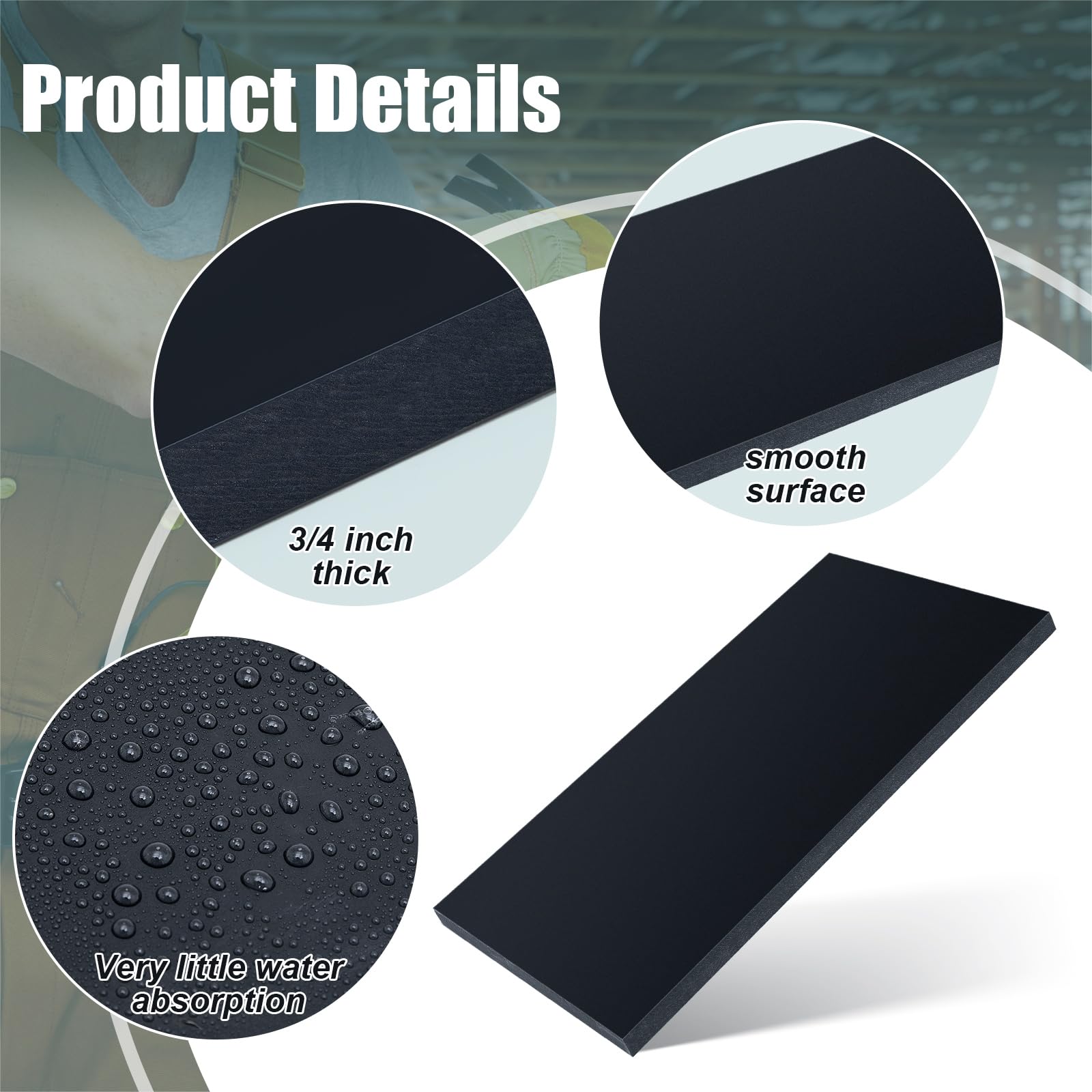 Wesiti 2 hojas de plástico HDPE de 3/4 pulgadas de grosor, hoja de polietileno de alta densidad gruesa y dura, tablero de polietileno de alta densidad para manualidades, materiales de bricolaje para