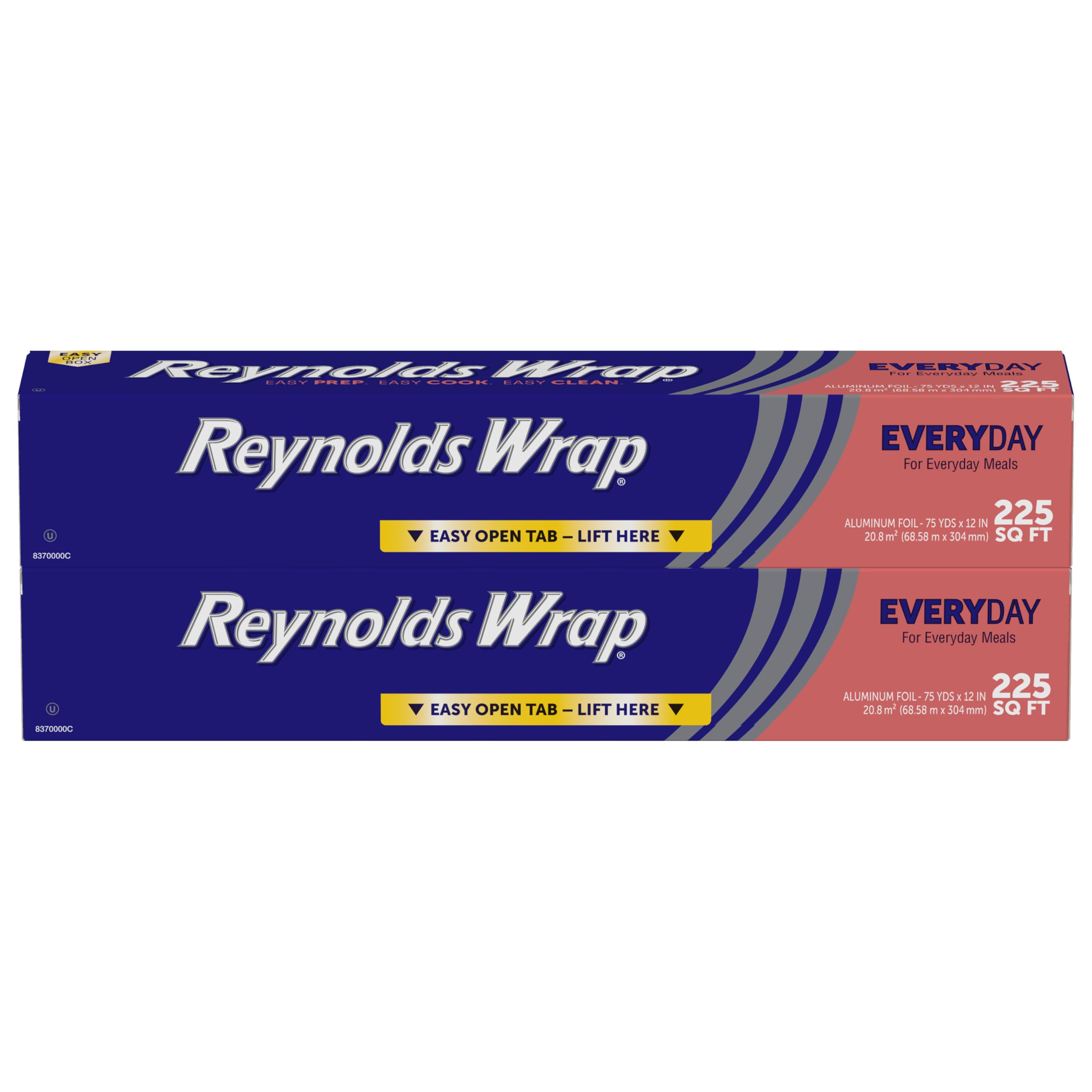 Reynolds Wrap Everyday Aluminum Foil Rolls, 12 Inch, 2pk, 225sq ft rolls