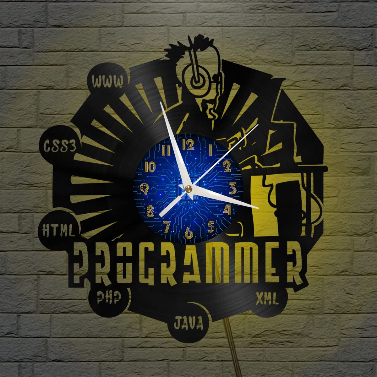 Cadeau Créatif Horloge Murale Disque Vinyle Lumineuse LED XDGFR 12 Pouces