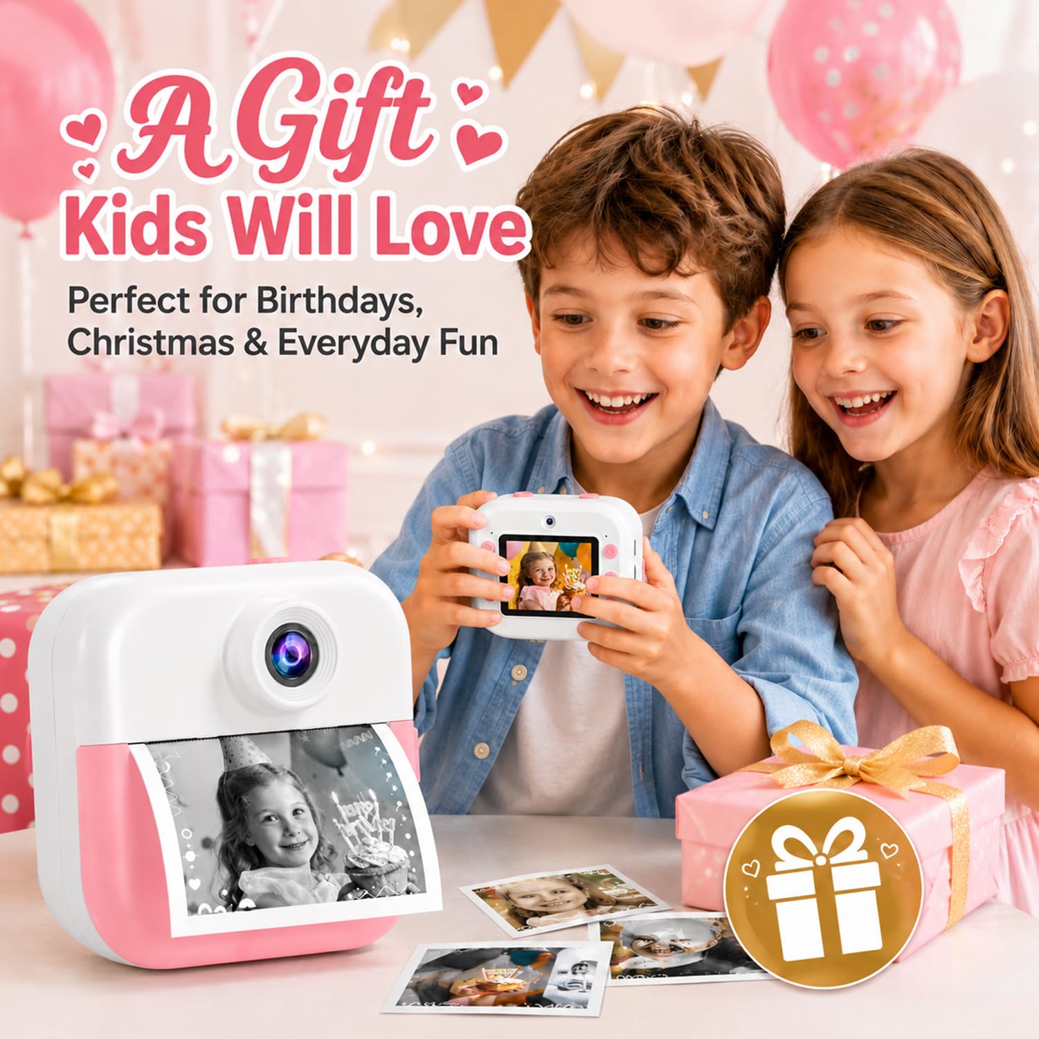 Cámara de impresión instantánea para niños, impresiones de liberación rápida, regalos de cumpleaños de Navidad de 6 a 12 años, selfie digital con videos de 1080P, juguete portátil de viaje