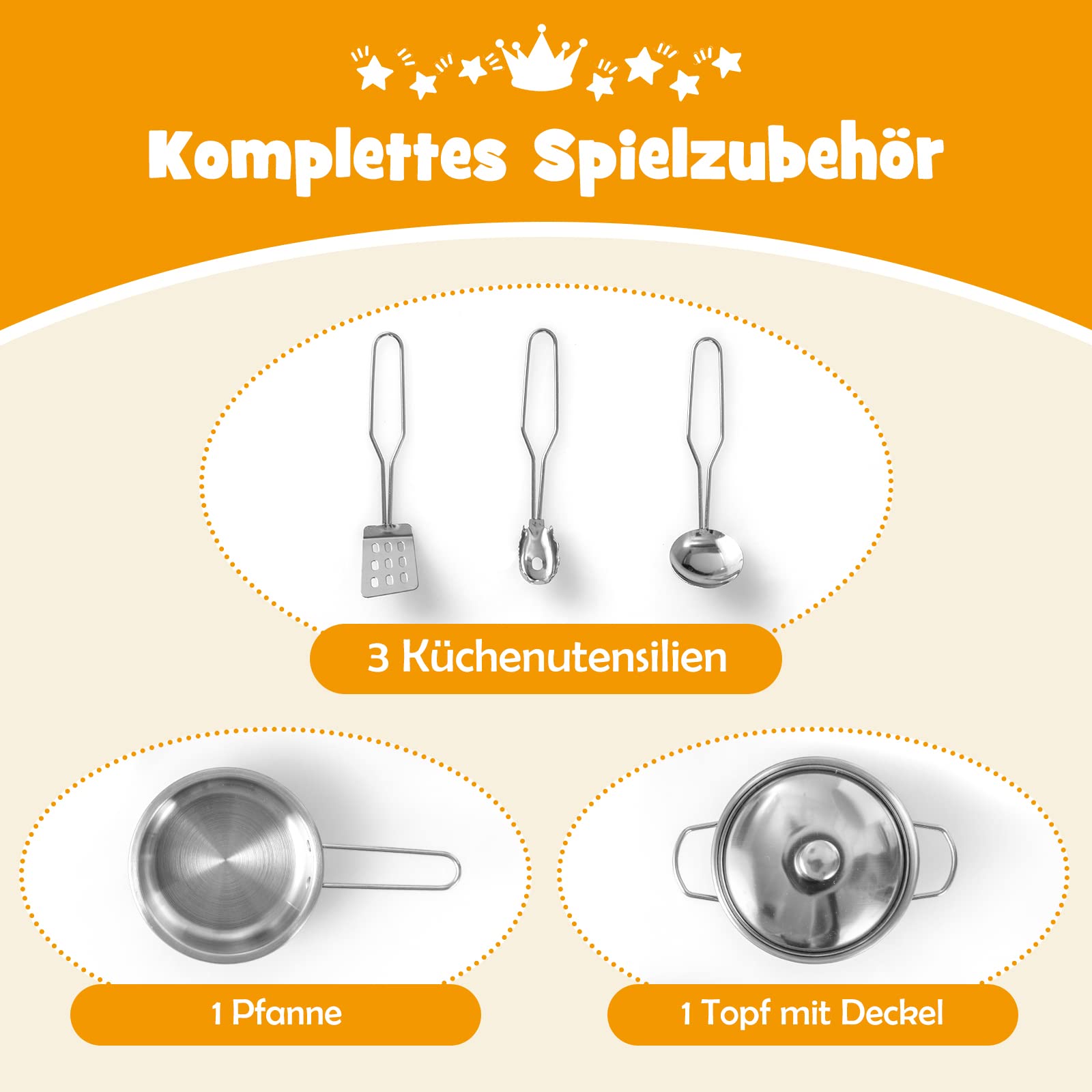 DREAMADE Kinderküche aus Holz, Kinder Küche Eckküche mit Waschbecken Herd Backoffen Kühlschrank, Holzküche, Spielküche mit Spielzubehör für Kinder ab 3 Jahren