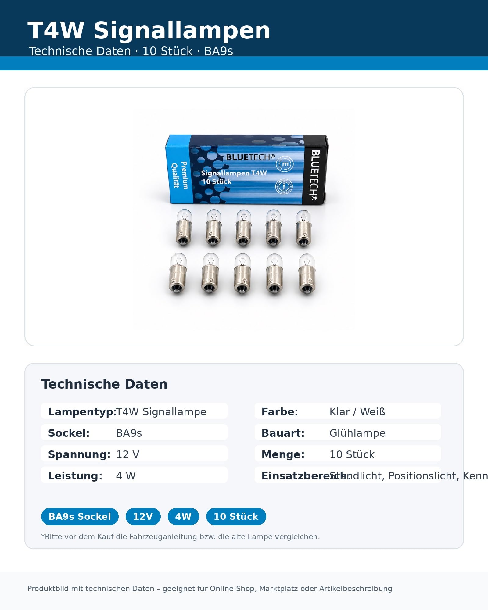 BLUETECH 110 STÜCK HOBBY SPARSET KFZ Beleuchtung Birne Auto Lampe Glühlampen LONGLIFE.Mit STVO Zulassung