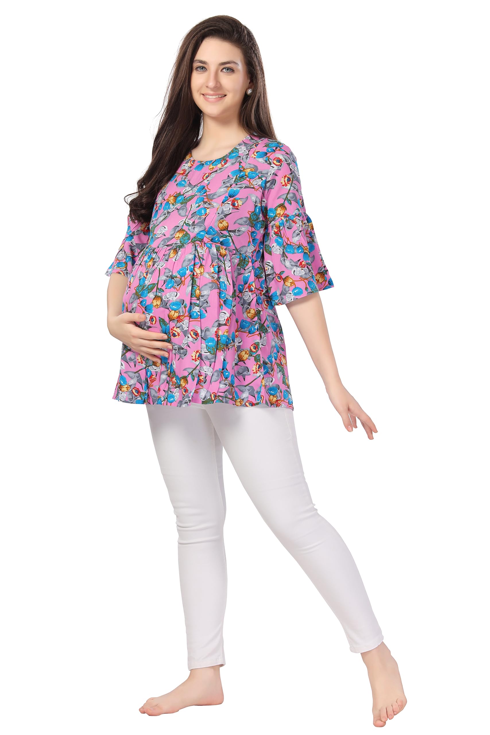 AV2 Printed Women Maternity Feeding Top(8065BXXL_PinkXXL) - Image 4 thumbnail