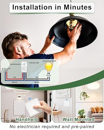 NineLeaf Wireless Light Switch Kit,No Wiring for Houses and Flats