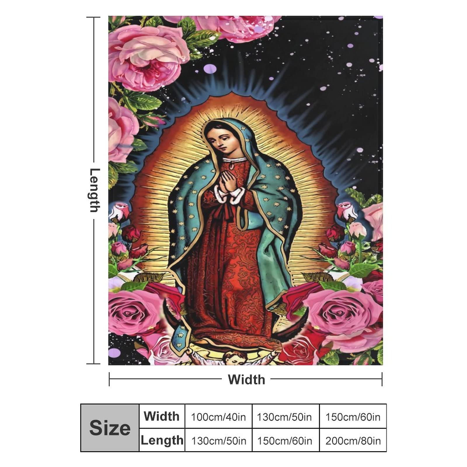 Donnapink Decke Mit Jungfrau Maria Motiv – Superweich, 127x152 Cm, Aus Microfaser-Polyester
