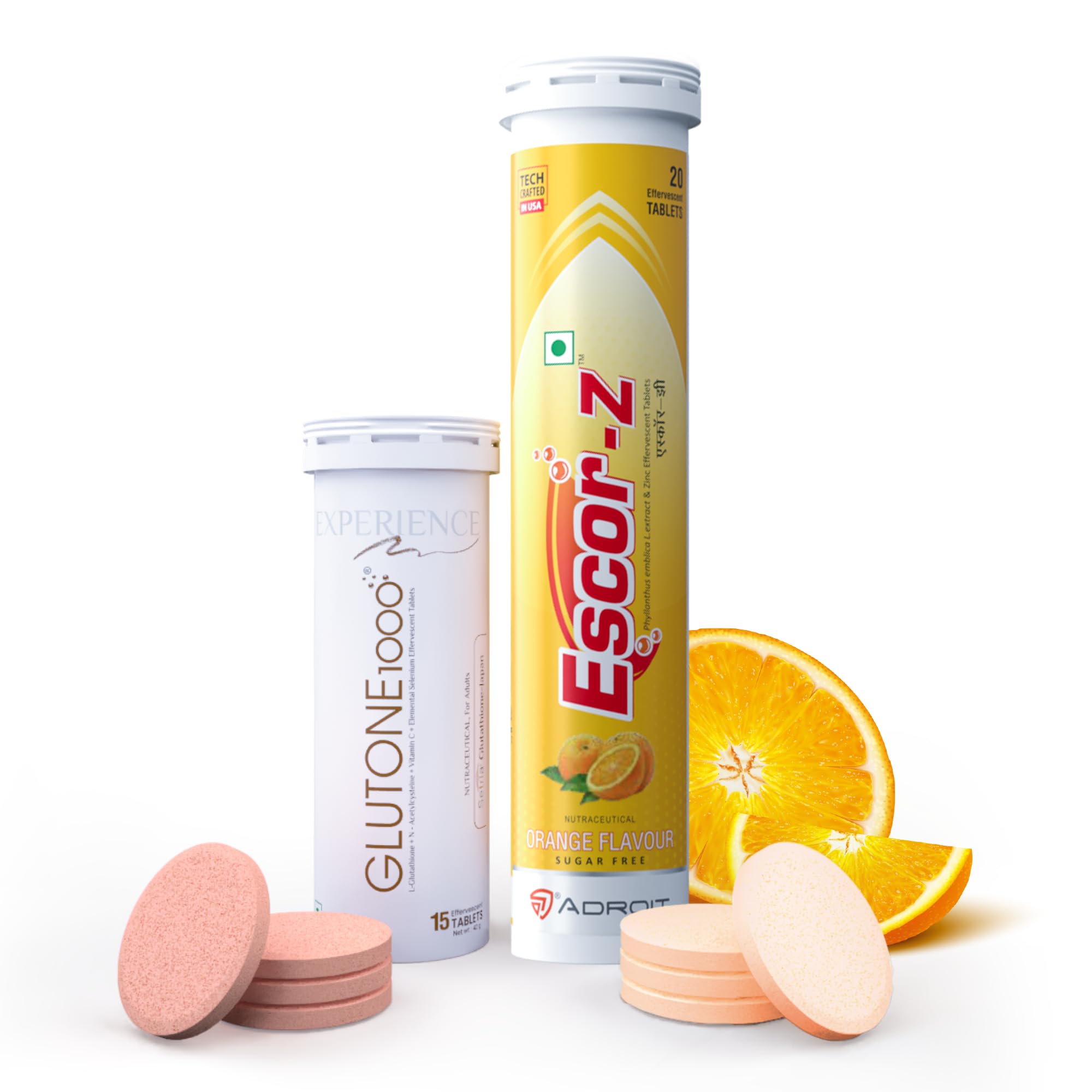 glutathione 1000 and escor z Glutone with (Lime & Lemon Flavour) ( Pack of 2 )
