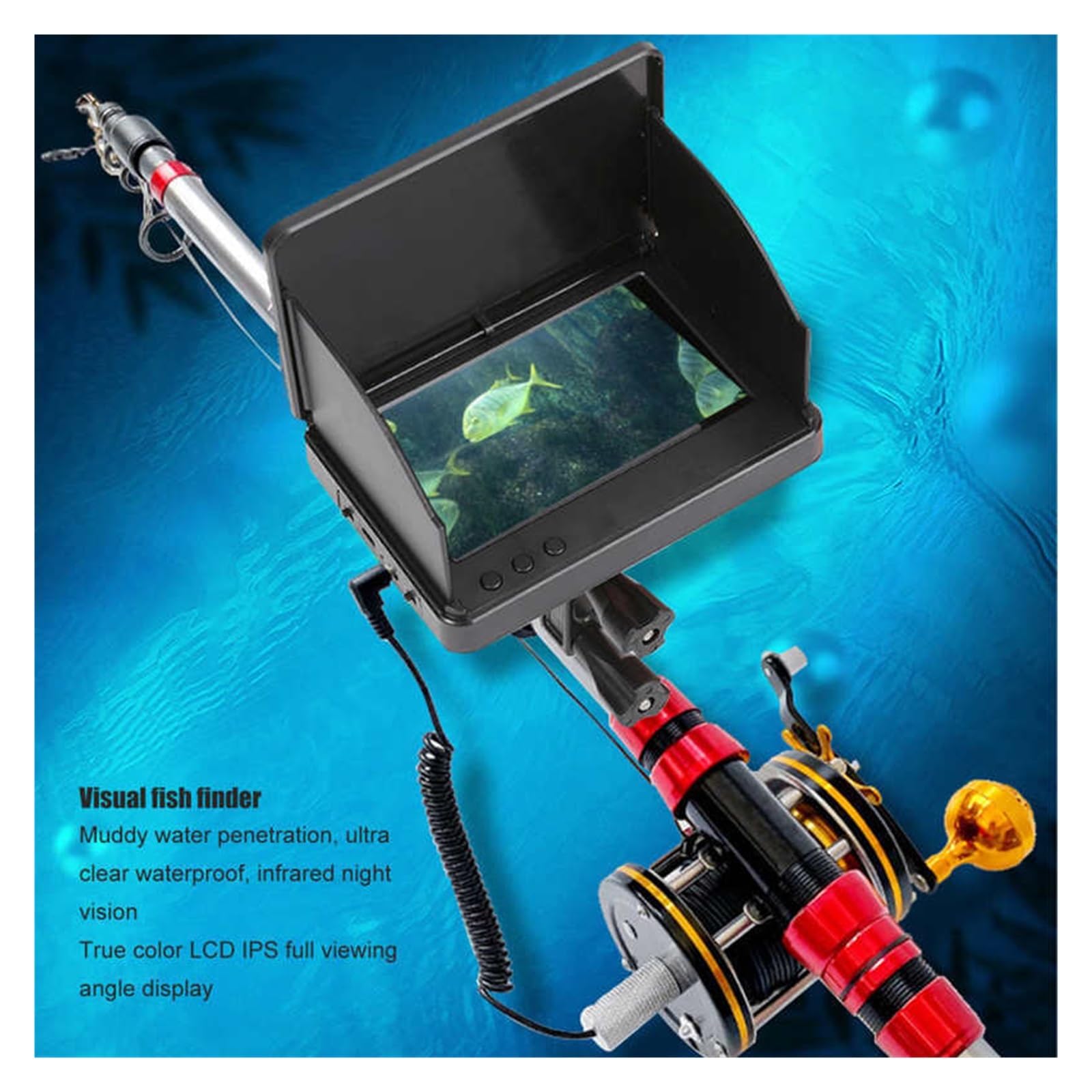 Fotocamera Da Pesca Subacquea 4,3 Pollici – Batteria 10000 MAh, IP68, Angolo 195°, Visione Notturna 12 LED