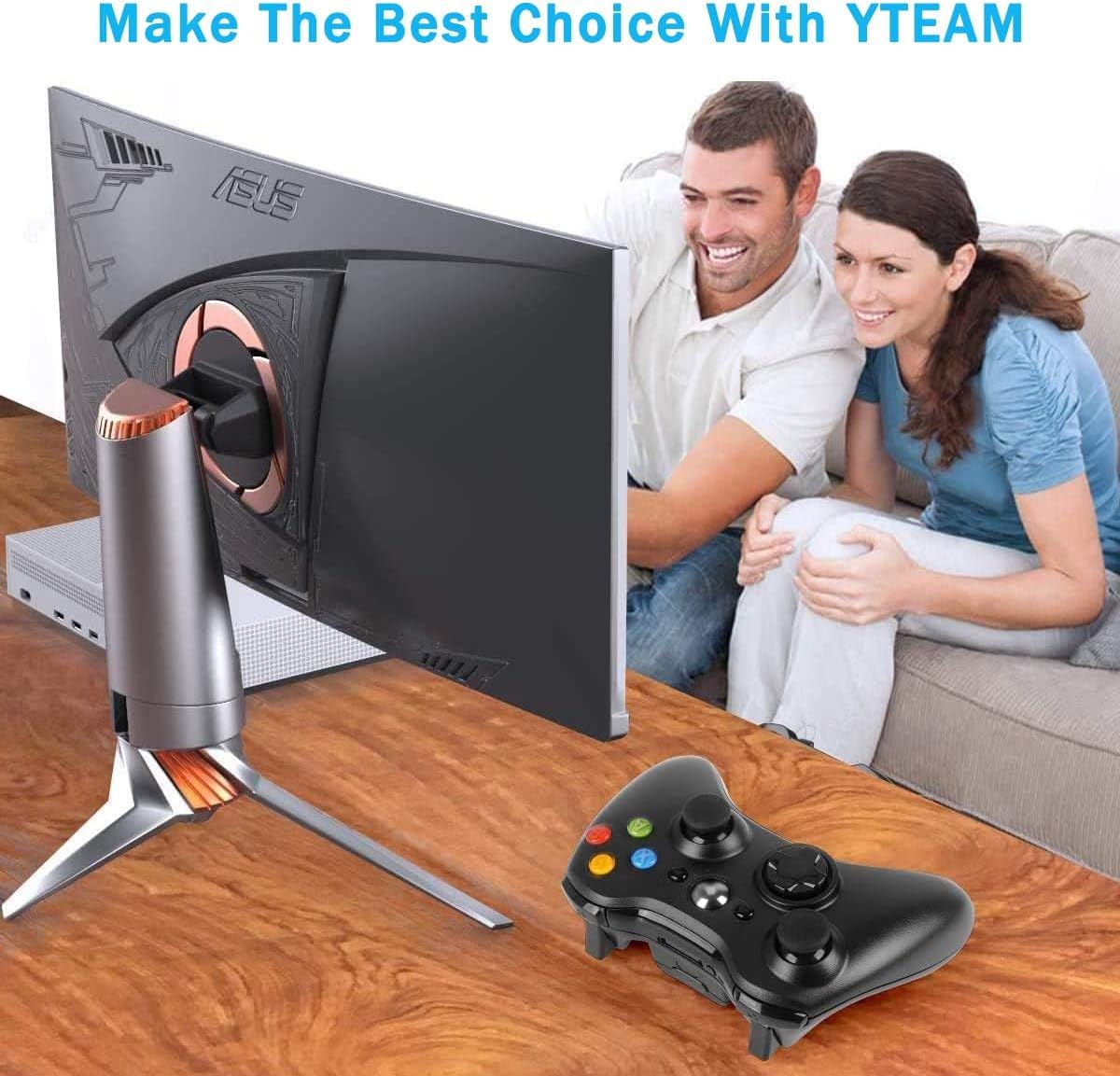 YCCSKY Manette sans fil pour X-Box 360, 2,4 GHz, Xbox 360, avec adaptateur de récepteur, double vibration, manette de jeu pour Xbox 360/PC/Windows (noir)