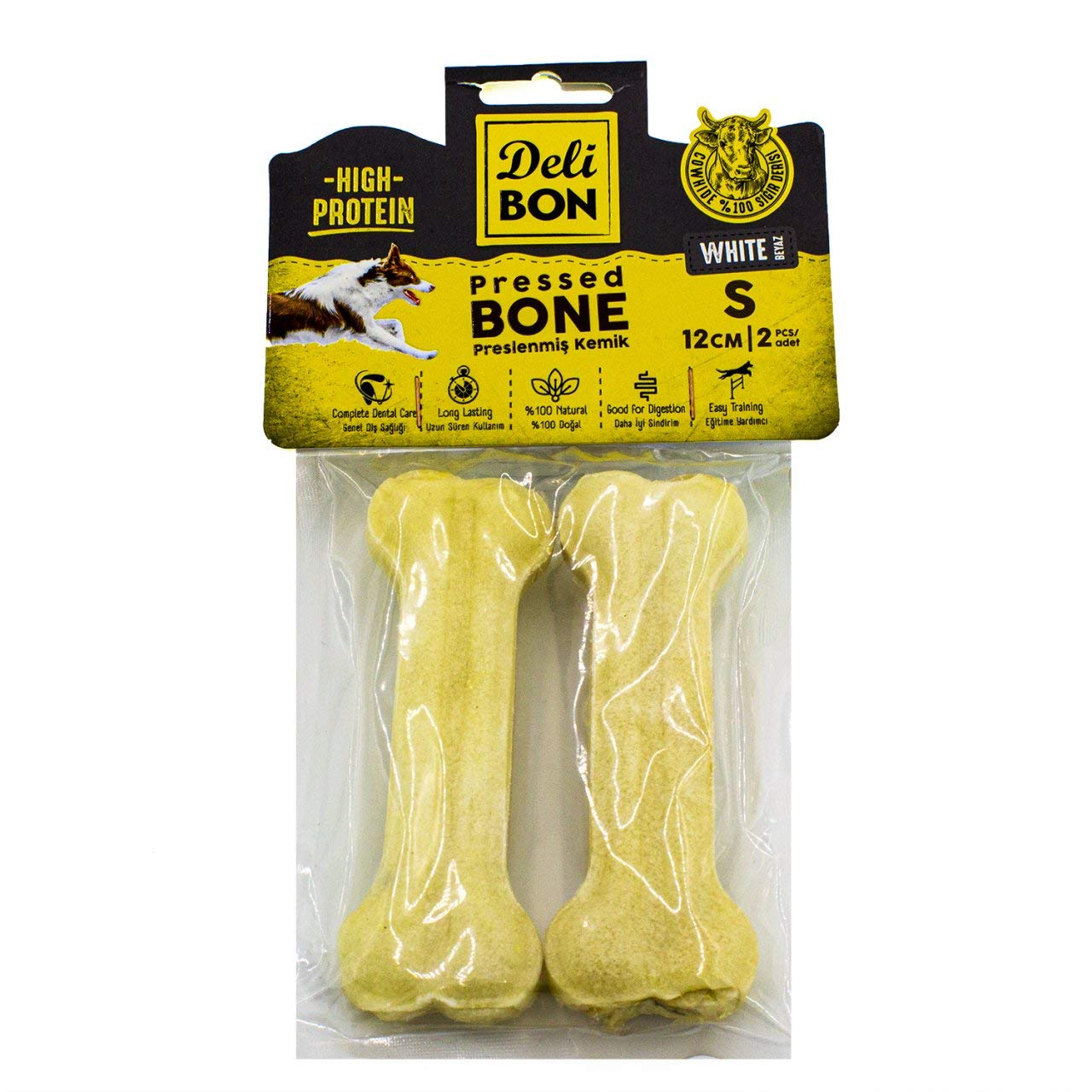 Doggie Delibon Gerçek Deriden Pres Kemik, 12 Cmx2Pcs., Beyaz
