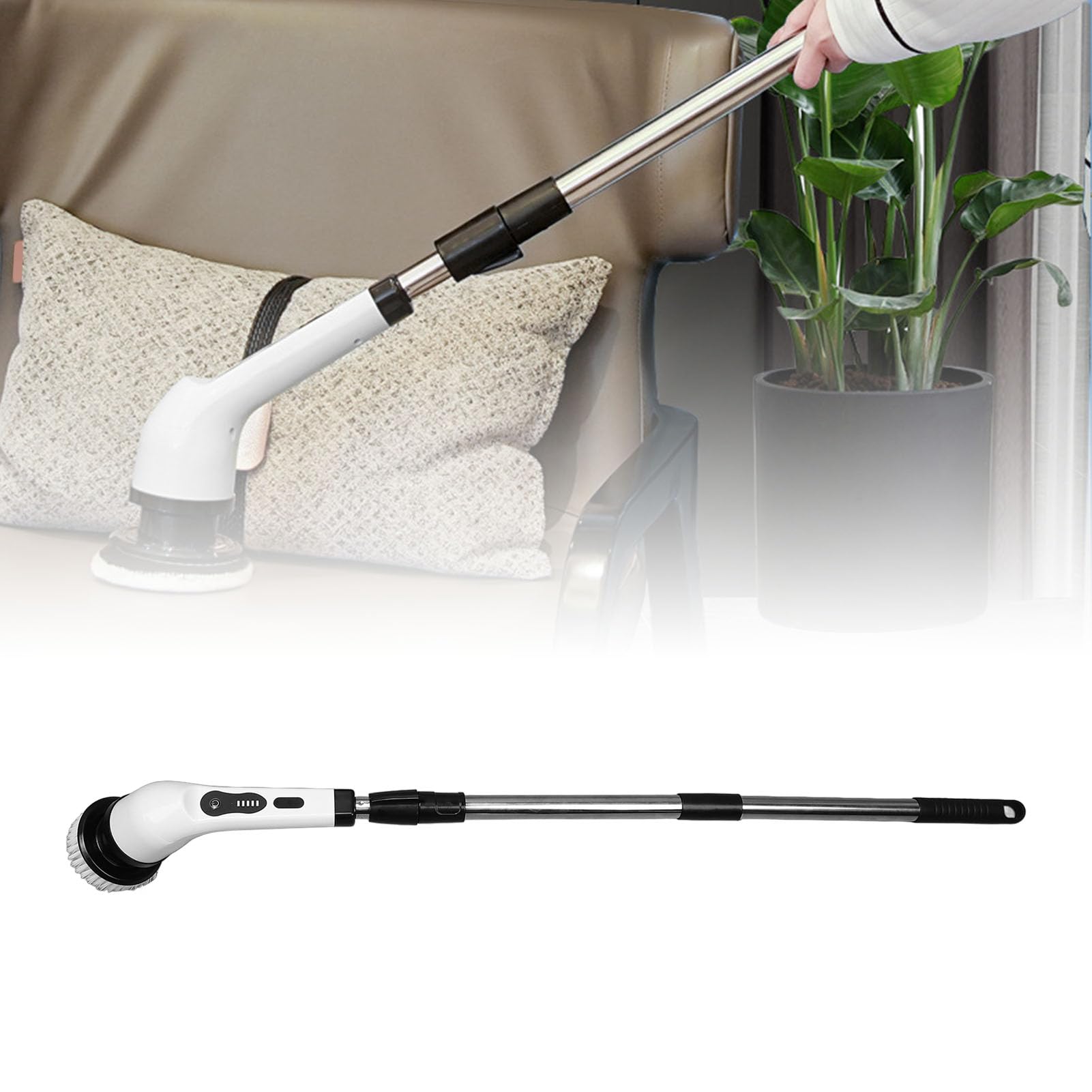Fregador eléctrico con Mango Extensible, fregador de Ducha inalámbrico, Cepillo de Limpieza Recargable para Suelos de baldosas y baños, Longitud Ajustable de 97 cm, fregador de Pot