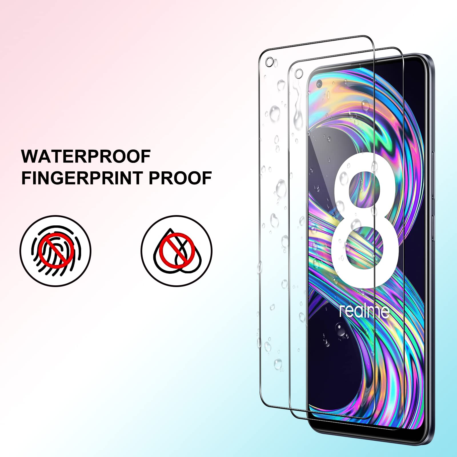 Panzer Glas Für Realme 8/8 Pro 4G – 9H Härte, Blasenfrei, Anti-Fingerabdruck, 2 Stück