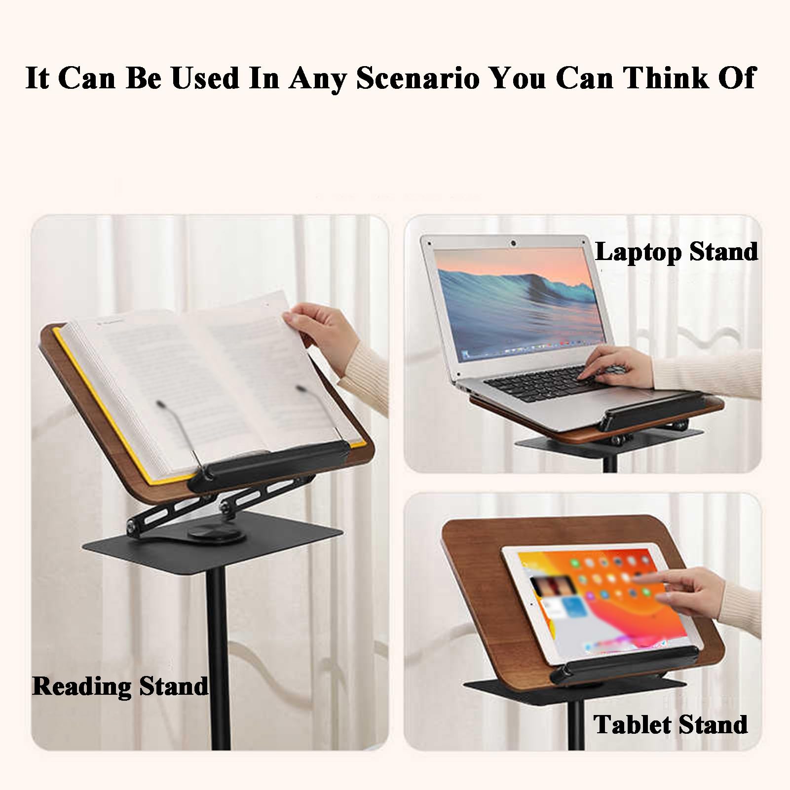 Genérico Soporte de Suelo Ajustable para Libros, Soporte de Lectura Resistente 2 en 1, Altura Ajustable para Uso en Oficina, Escuela y hogar (Color 1, 51-119 cm)