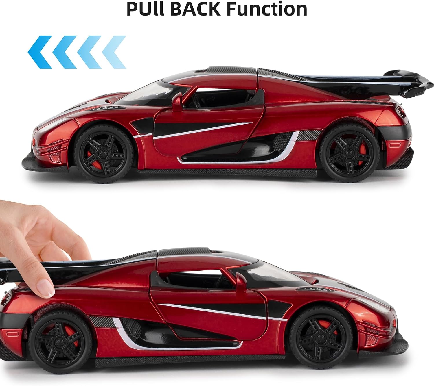 1/32 ONE Diecast Toy Car - Fun Pull-Back Vehicle with Lights & Sounds, Great Gift for Boys and Grils Red image 4