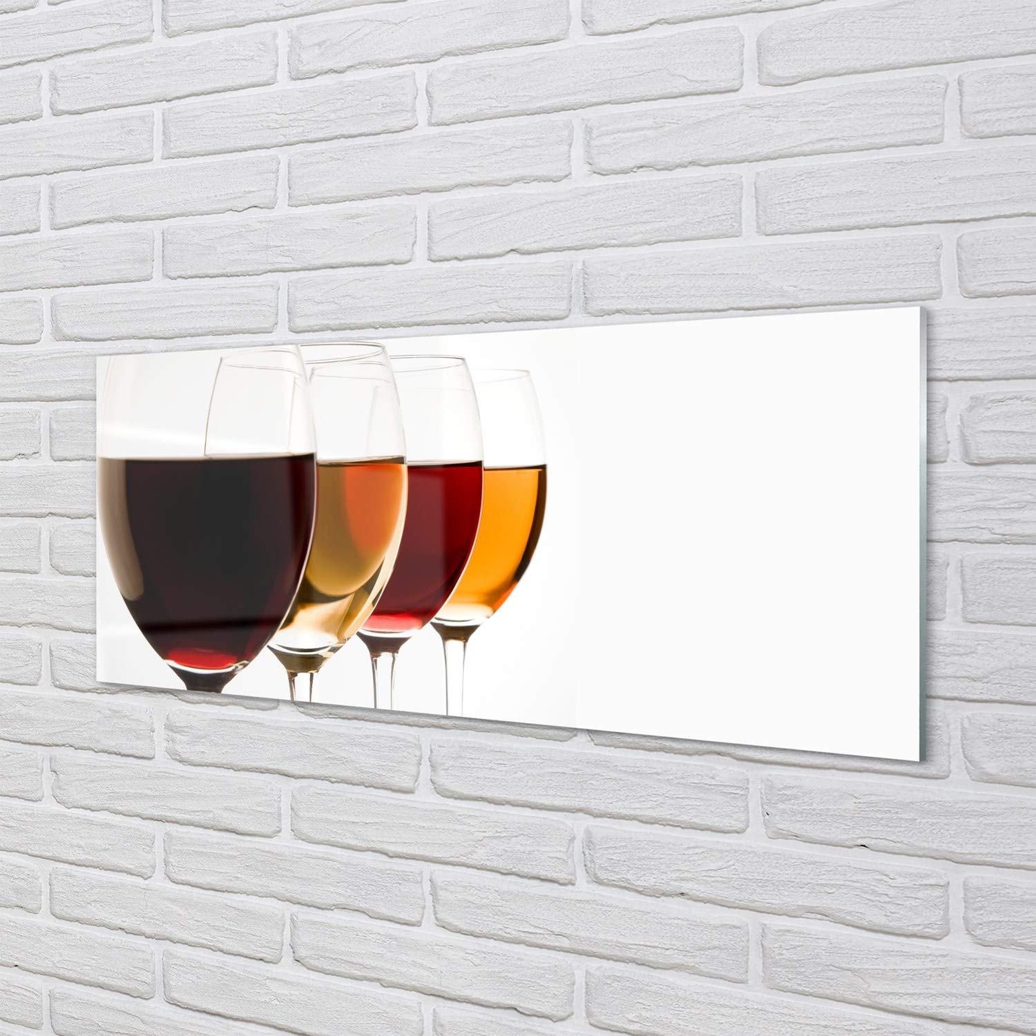 Tulup Cuadro de Cristal 125x50cm Impresa Decoración De Pared Mural - Vino Copas de Vino