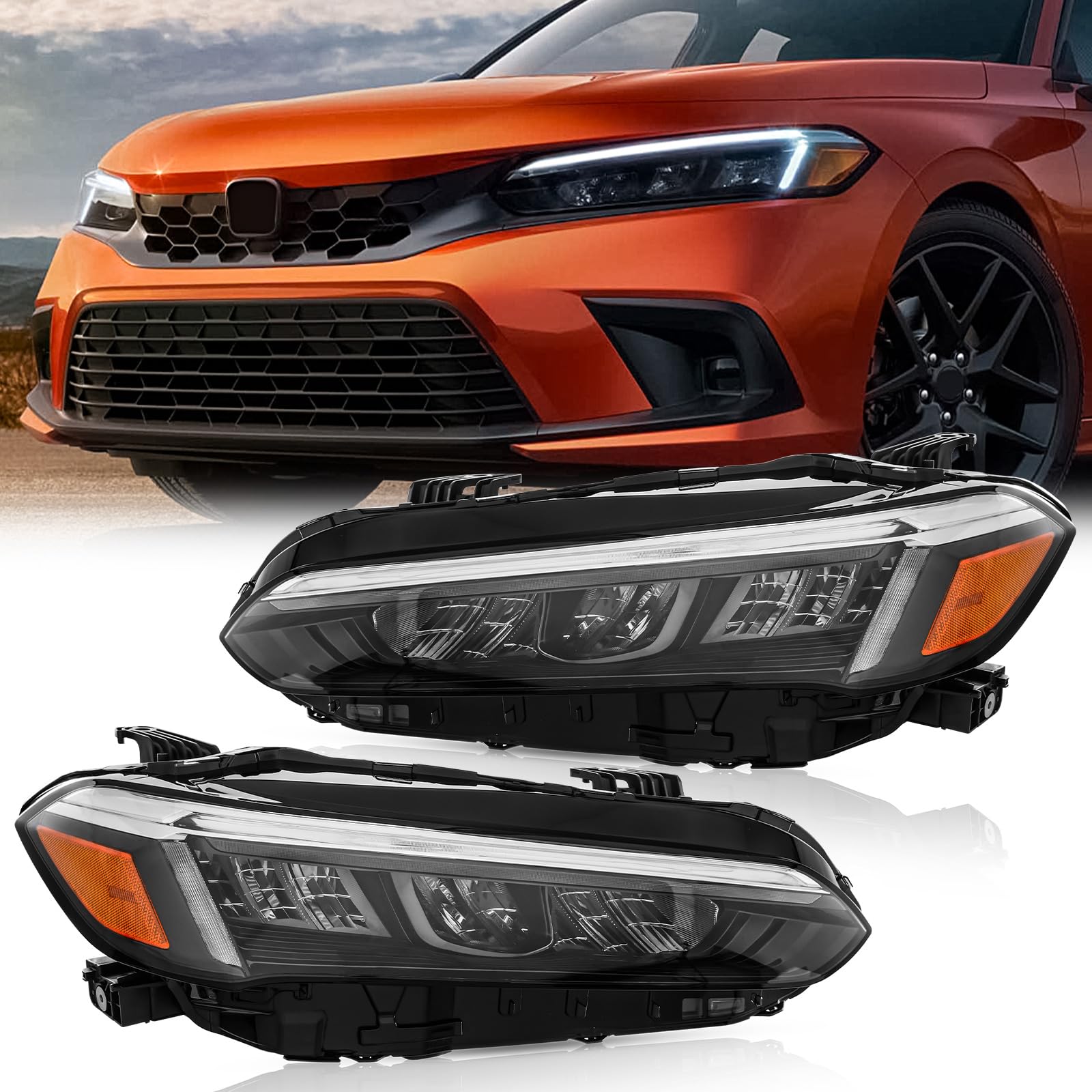 Photo 1 of LED Headlights Assembly for Honda Civic 2022-2023 Sport/Touring