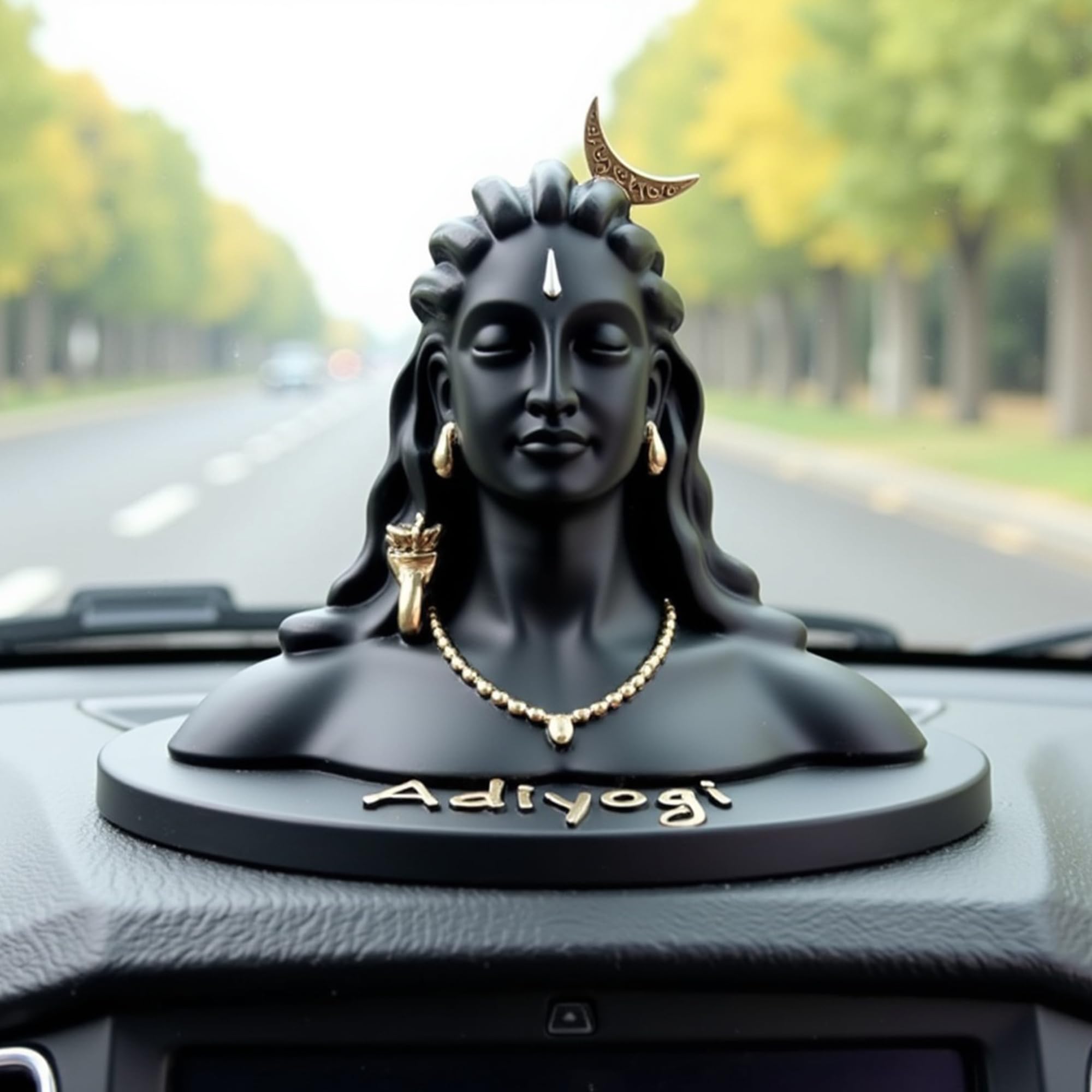 UNOVATE Adiyogi Statue for Car Dashboard, Adiyogi Statue - Small 3 Inch Shiv Idol | Adiyogi Shiva Idol with Pre-Installed Adhesive Tape | Black Color | Made in India-image-34