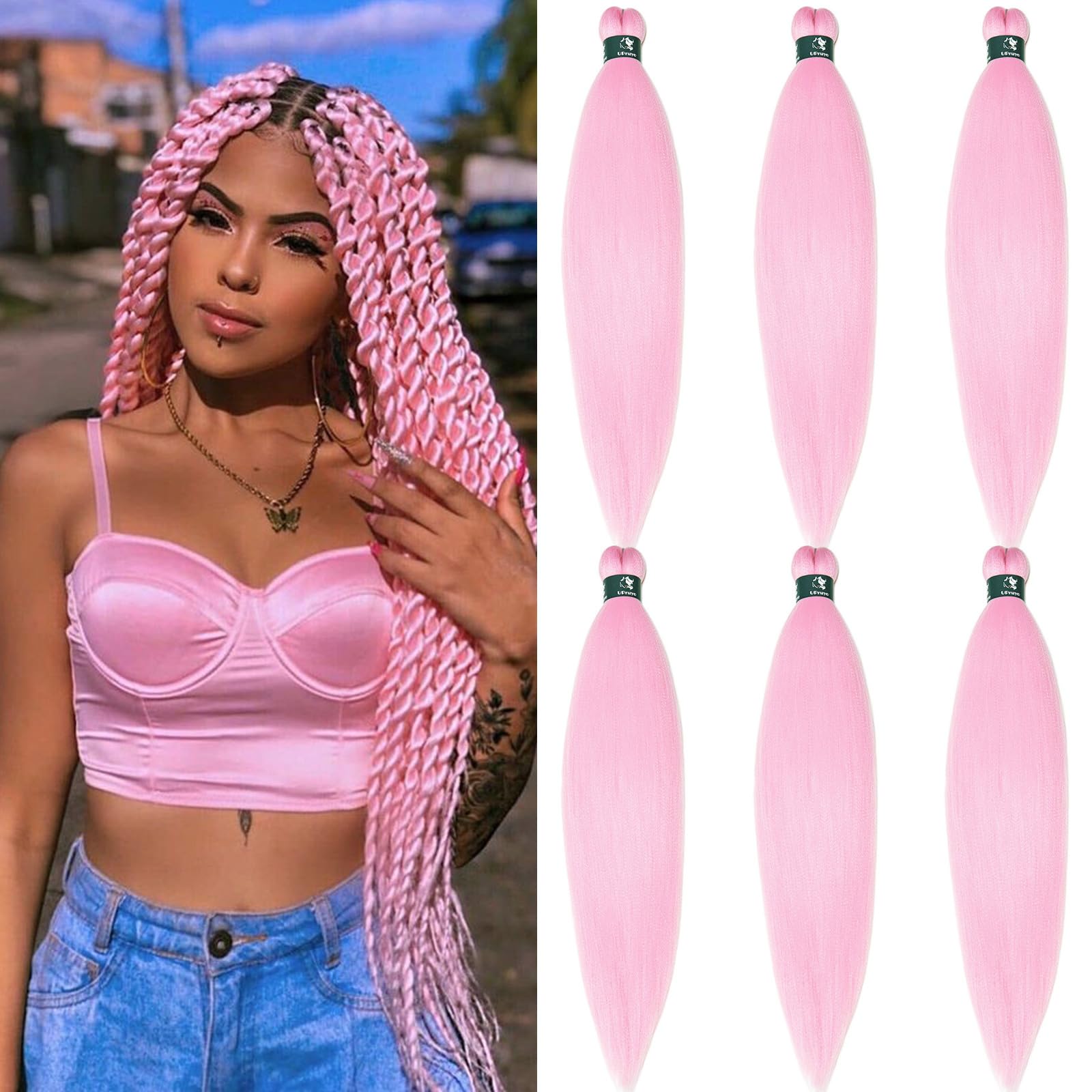 Amazon.com : UPruyo Pink Braiding Hair Pre Stretched Kanekalo