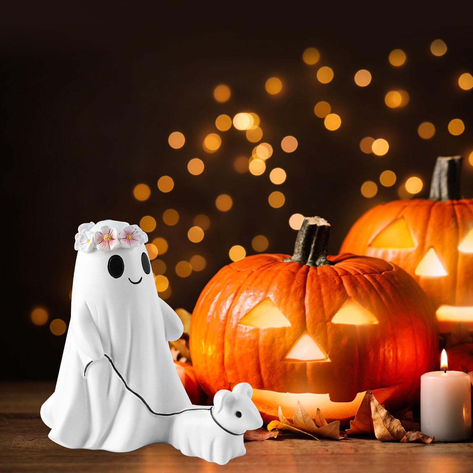 Statue Halloween fantôme mignon, figurine esprit jardin, décorations intérieures extérieures