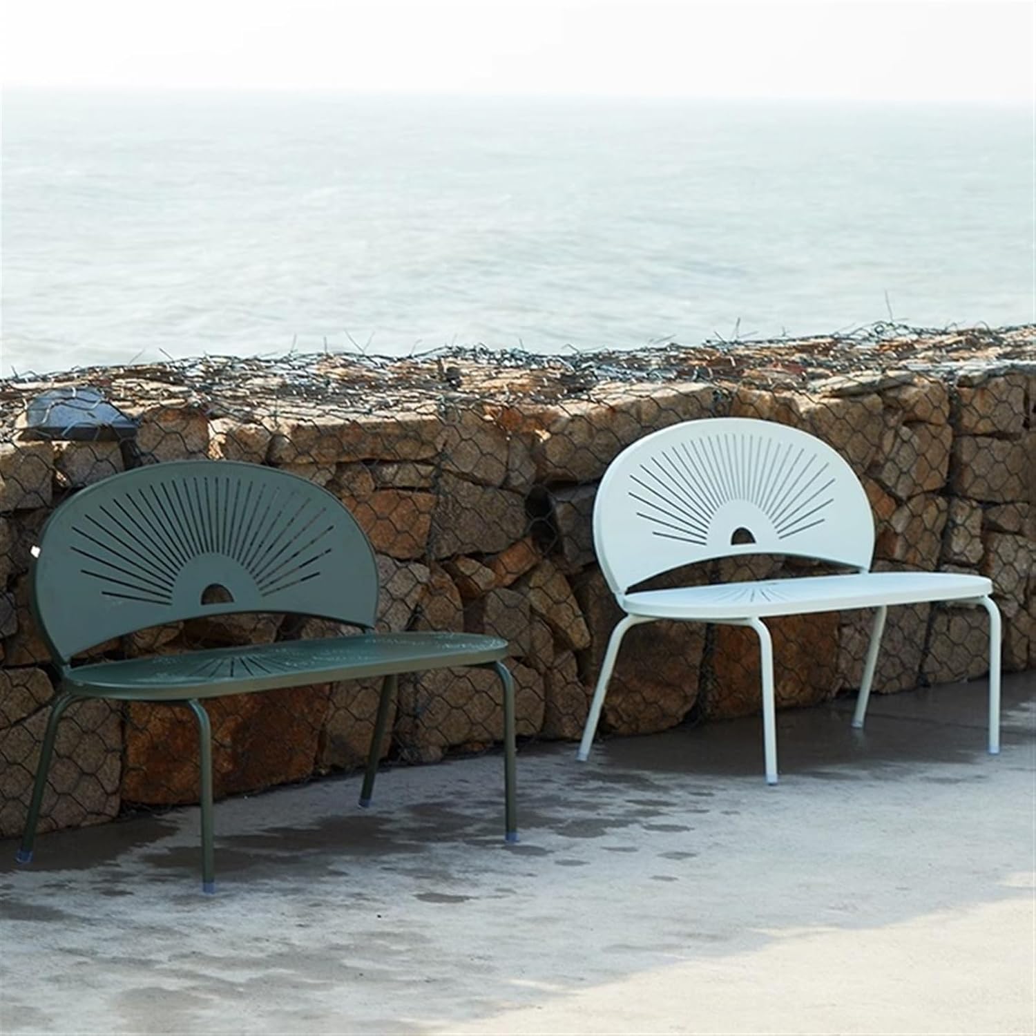 bancas de Patio Exterior Outdoor Bench with Backrest, Aluminum Alloy, Courtyard Deck, Balcony, Lawn, Lightweight Leisure Chair(Yellow,140x63x85CM)