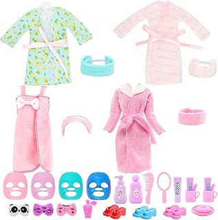 27 Pcs Doll Sleeping Clothes Accessories Including 4 Sets Bathrobes Paja...