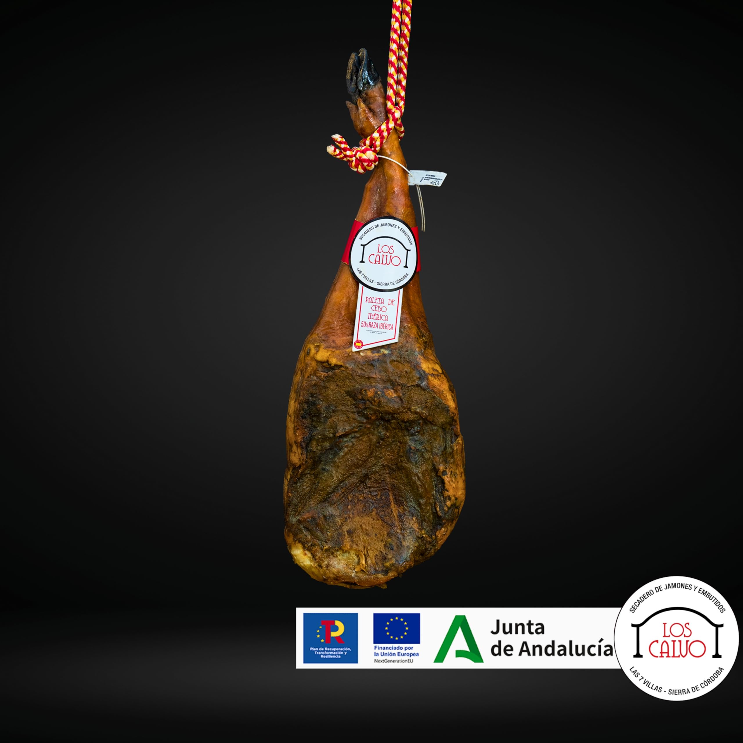 Jamon LOS CALVO Lote Loncheado Paleta Iberica de Cerdo Pata Negra | Maletín Paletilla 12 Sobres 960Gr + 200Gr Virutas y Tacos del Jamón Deshuesado de Regalo Embutidos Gourmet España 50% Ibérico