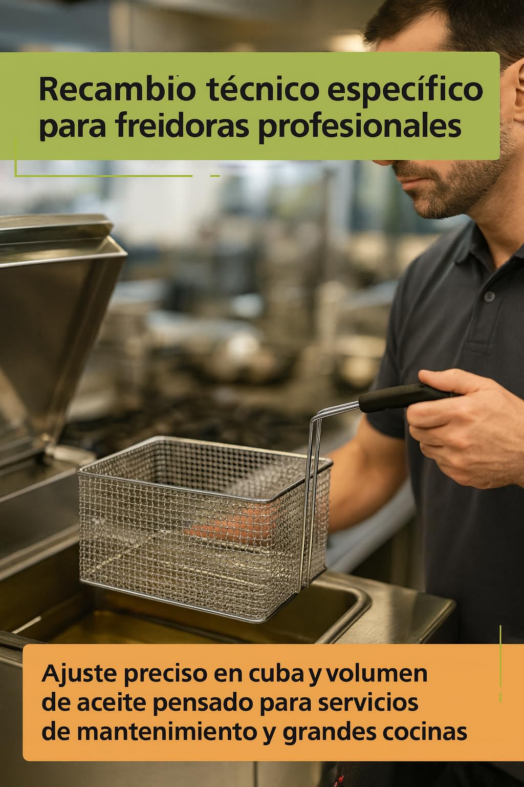 CubetasGastronorm ® cesta freidora 140x330x135 mm acero cromado mango termo aislado recambio industrial para freidoras compatible con Ambach ef1 40 ef2 40 gf1 40 hosteleria gas