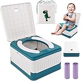 Portable Potty for Toddler Travel, Foldable Travel Potty Training Toilet Seat for Kids Boys Girls, Emergency Mobile Toilet In Car for Camping Outdoor Indoor, with 30 Disposable Bags, Blue