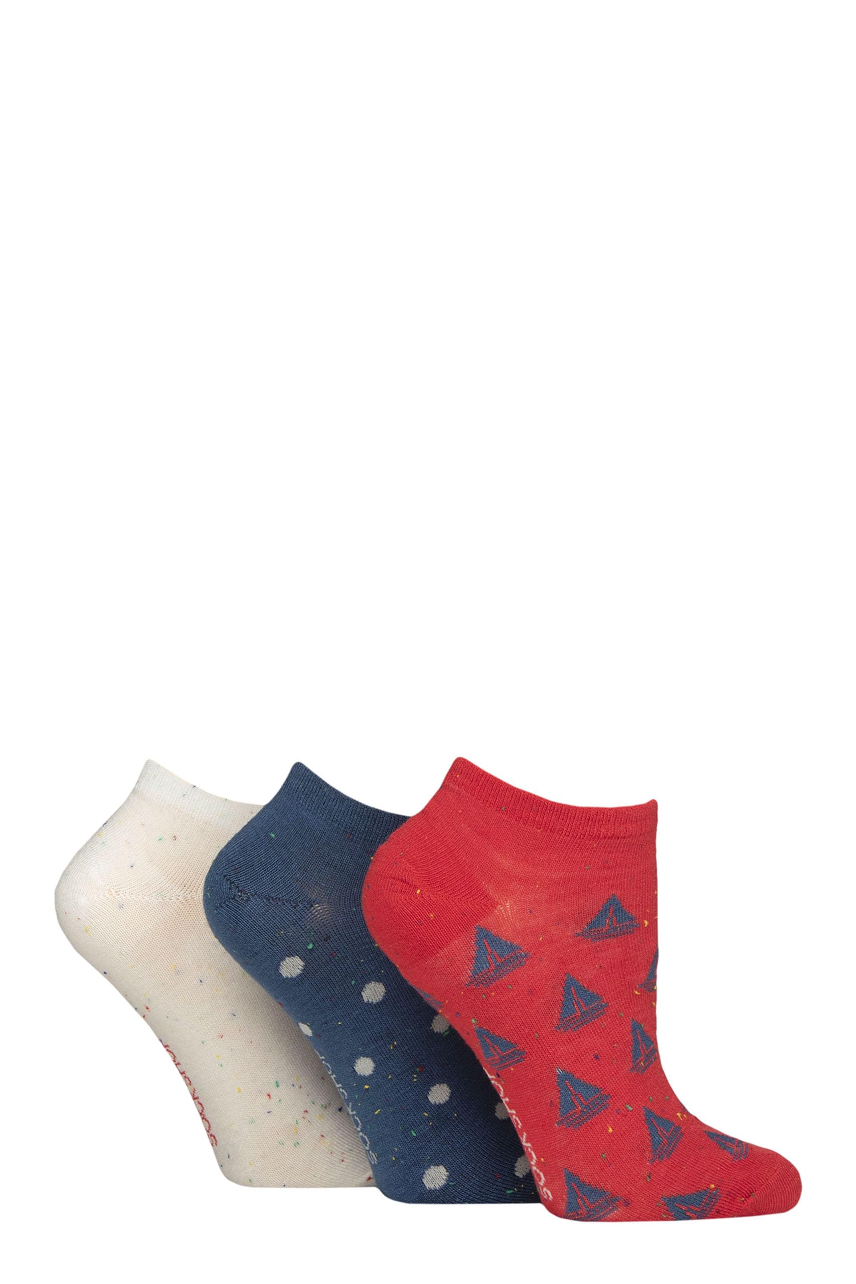 Sockshop Women's Nautical Speckled Bamboo Trainer Socks Pack Of 3 (Uk, Numeric, 4, 8, Regular, Regular, )