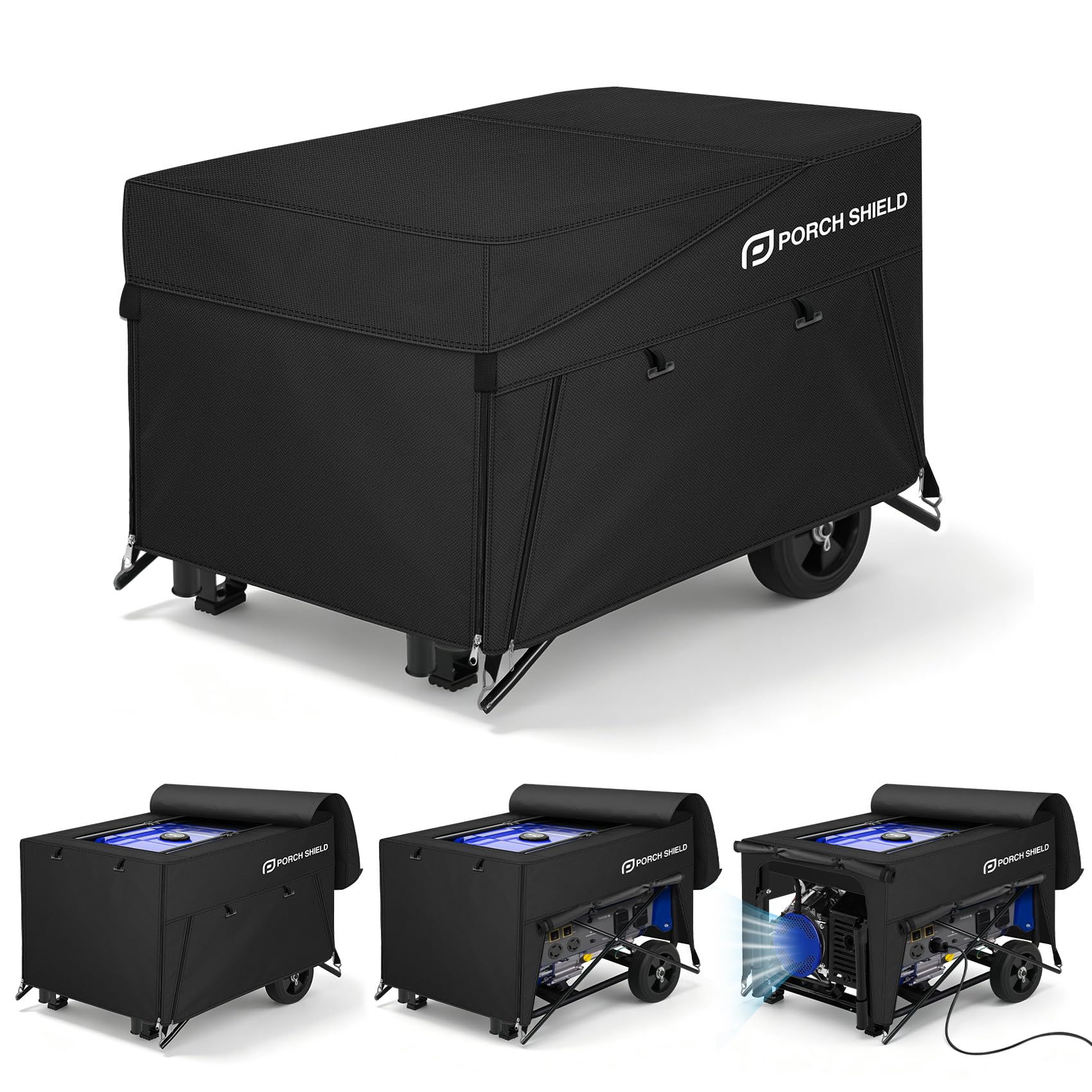 Porch Shield Generator Covers while Running for 3500-12000 W, Black