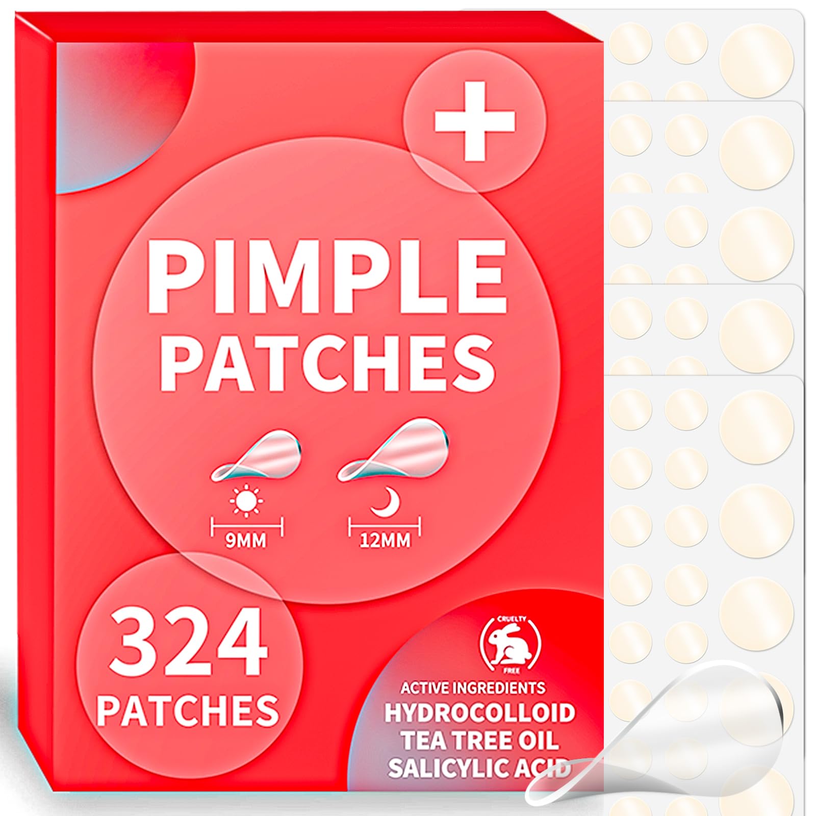 ELF-GRETTER 324 Piezas Parches para Granos, Pimple Patches Con Aceite Árbol Té Y Ácido Salicílico, Acne Patch Invisibles Tratamiento para Facial Antiacné