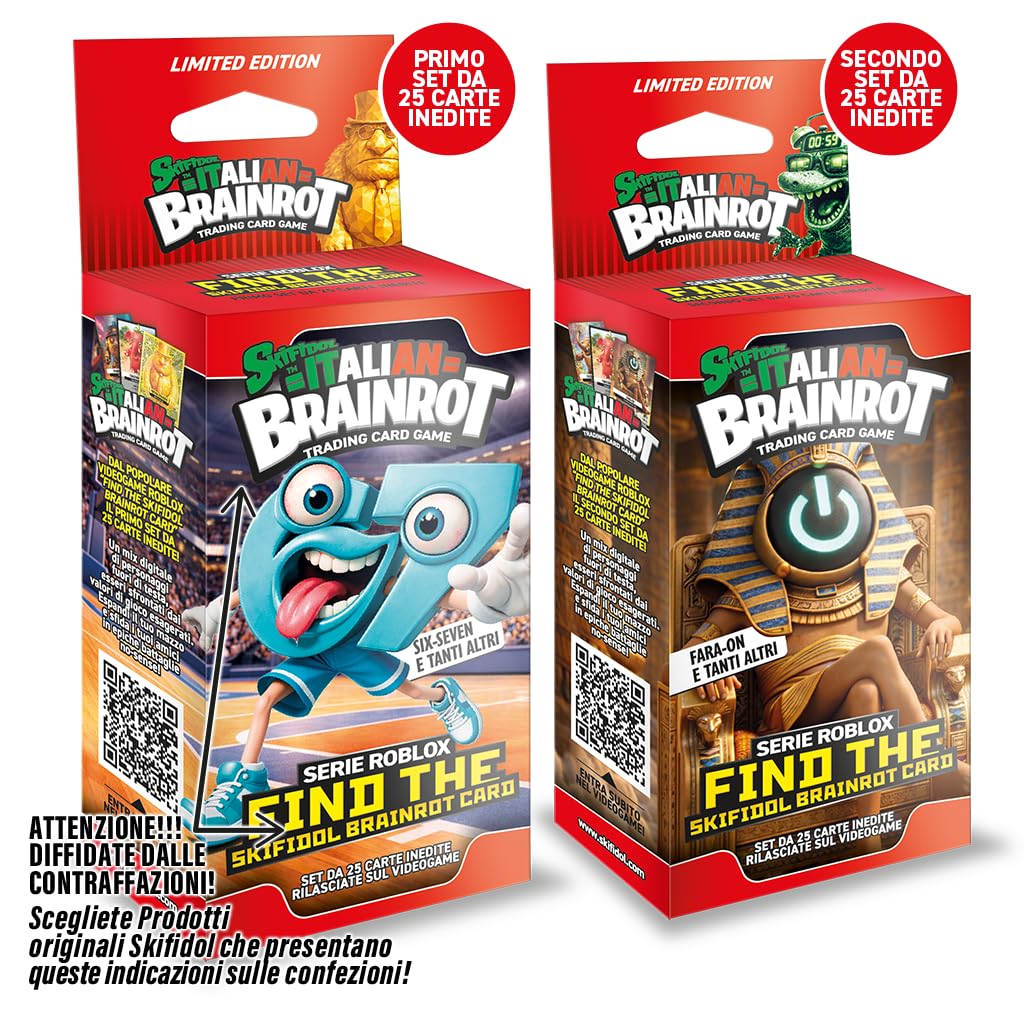 Generico Serie Roblox – Find The Skifidol Brainrot Card, Blister de 25 cartas inéditas y 14 cartas de juego Serie Gamma - SET SEGUNDO