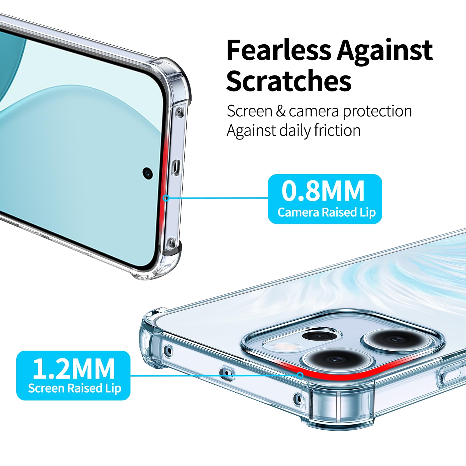 Funda Transparente Para OPPO Reno 13 F/FS 4G/5G | TPU Suave Antigolpes + 2 Protectores De Vidrio Templado