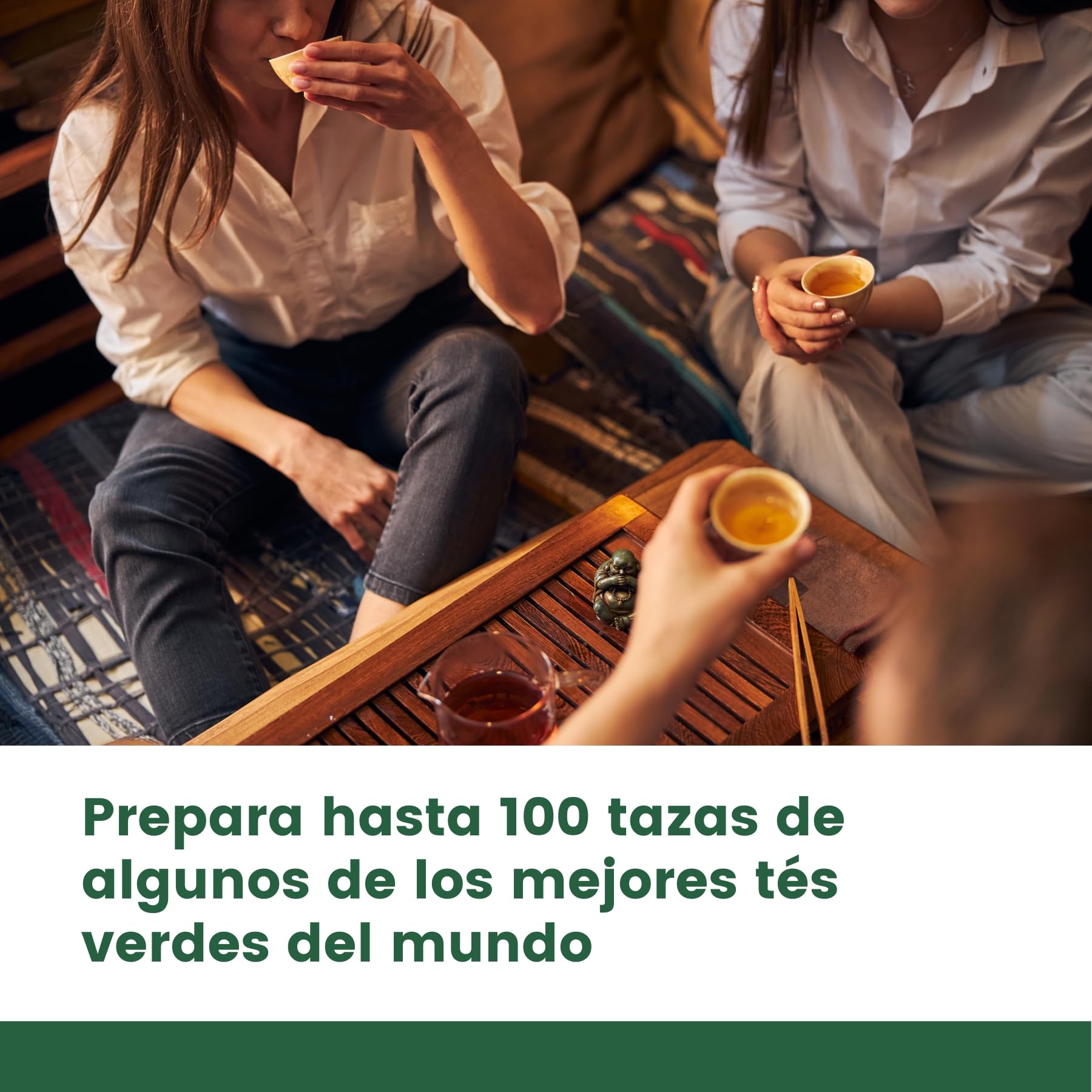 TÉS VERDES ECOLÓGICOS Pack de 5 Tés Premium a Granel 200g (+100 Tazas) | Kukicha, Genmaicha, Sencha, Hojicha y Jazmín REPLANTEA